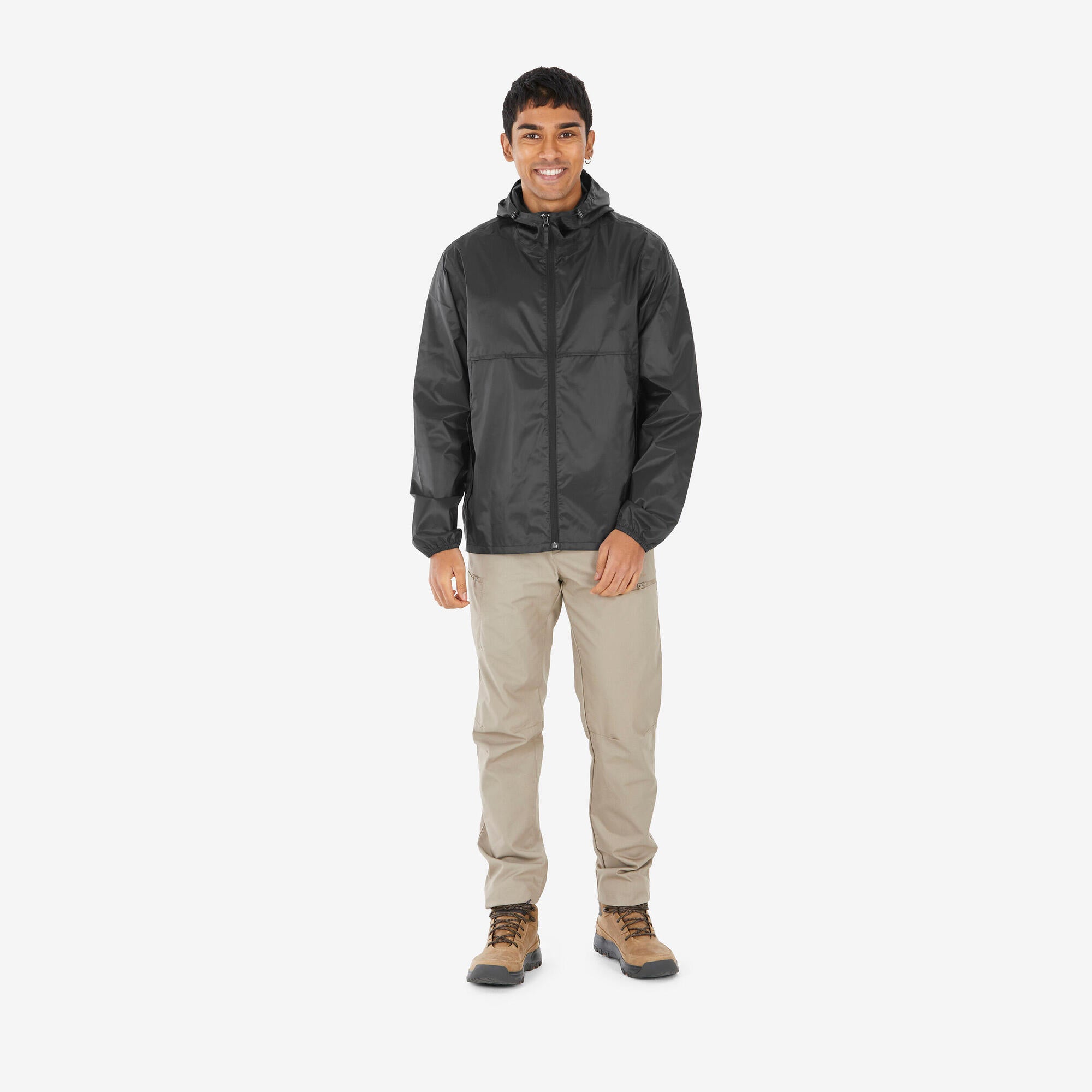 Quechua Men's Waterproof Rain Jacket - Lightweight Windproof Hiking Jacket for Outdoor Activities & Travel