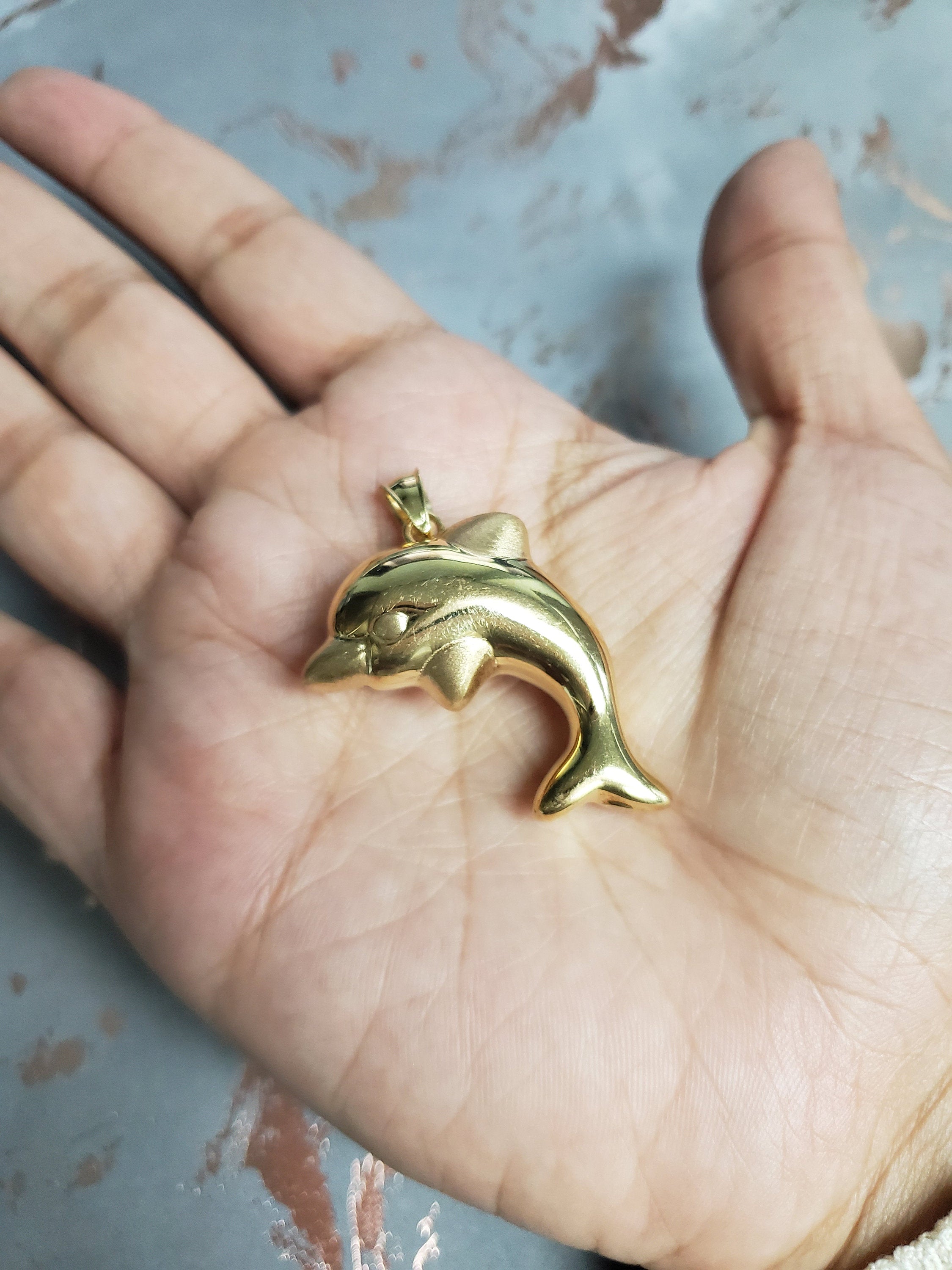 Elegant Polished & Satin Finish Dolphin Pendant Necklace - Perfect for Beach Vacations, Ocean-Themed Parties & Marine Life Lovers