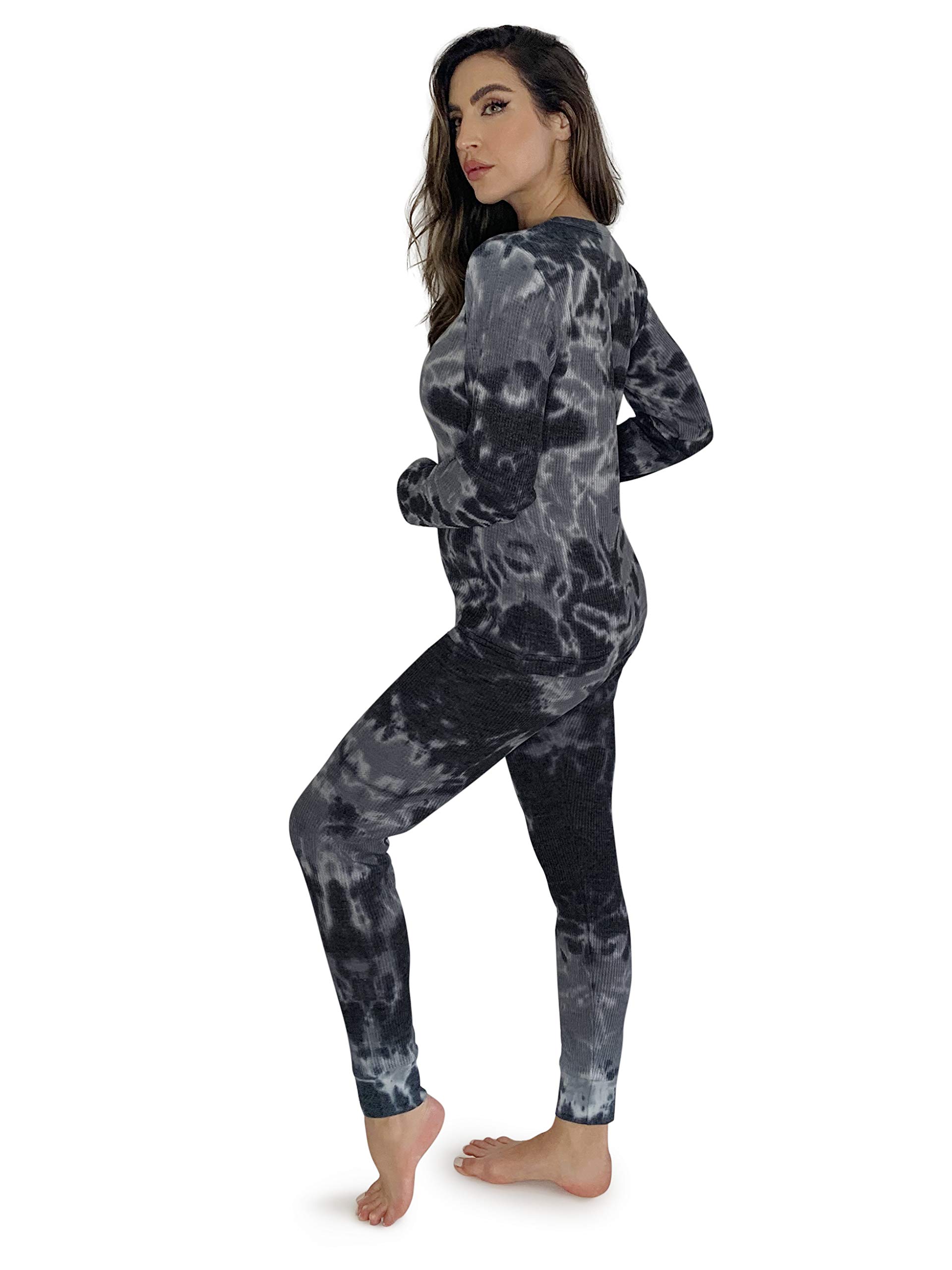 Just Love Women's Tie Dye Two-Piece Thermal Pajama Set - Cozy Winter Sleepwear for Women - Perfect for Lounging, Sleepovers & Cold Nights