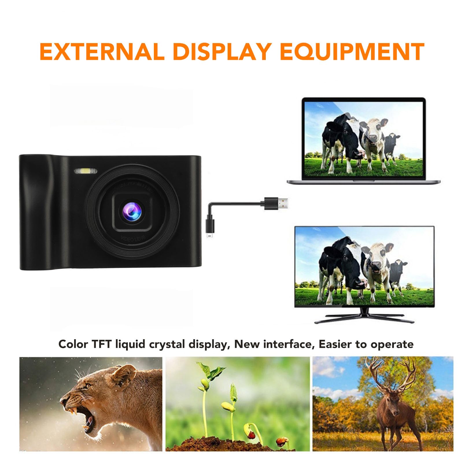 20MP Digital Camera with 8X Zoom & 1080P HD Video - Compact Travel Camera for Vlogging, Selfies, and Family Memories - Beginner-Friendly Kids Camera (Black, Durable Plastic) - Perfect for Vacations, Birthday Parties, and School Events