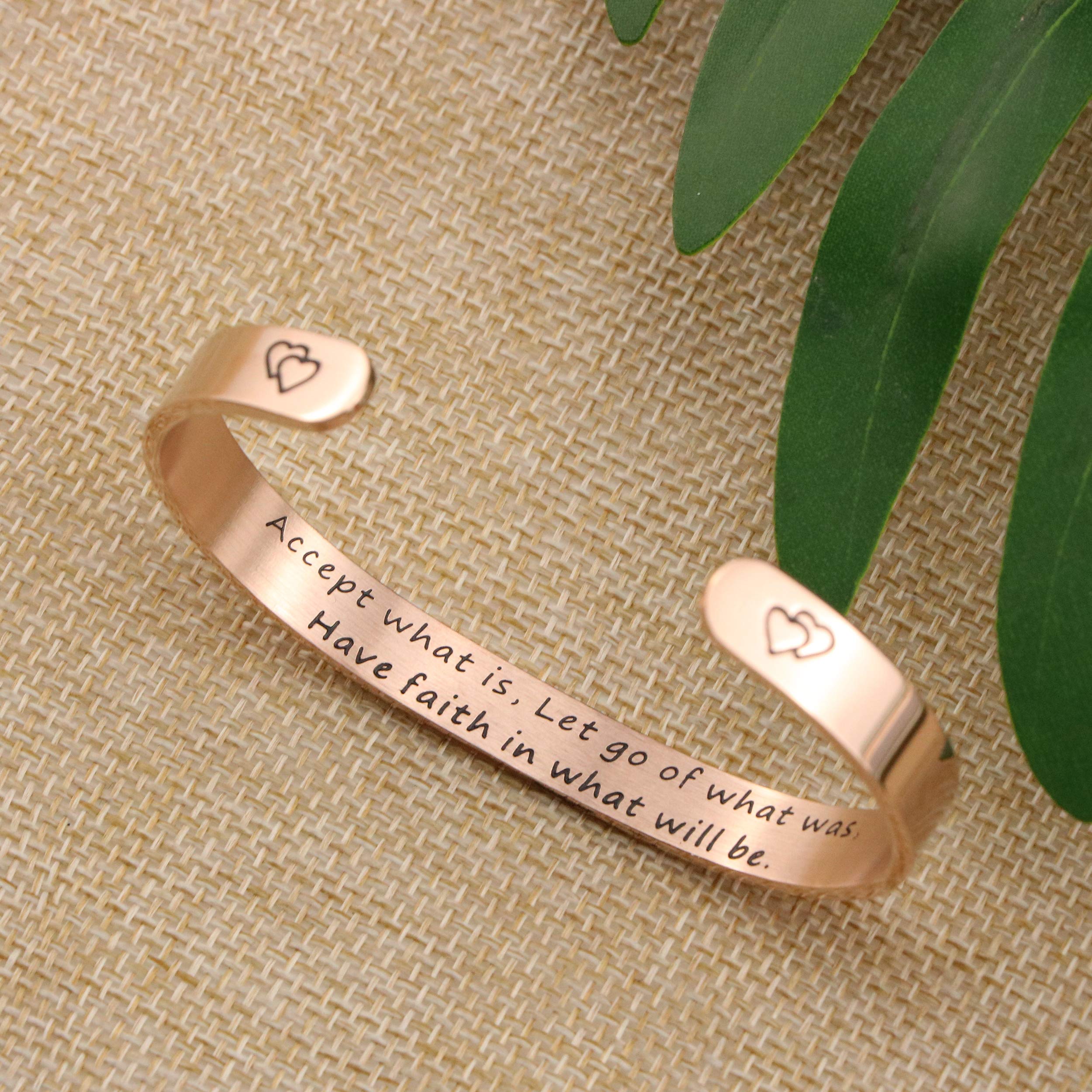Inspirational Rose Gold Stainless Steel Cuff Bangle Bracelet for Women, Men, Teen Girls - Elegant Jewelry Gift for Christmas, Birthday, Friendship (BFF, Mom) - Perfect for Everyday Wear, Parties & Special Occasions