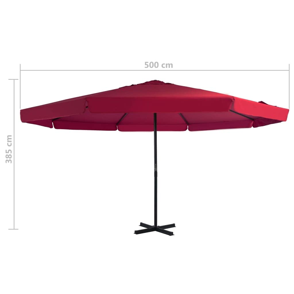 vidaXL 10ft Outdoor Patio Umbrella with Heavy Duty Portable Base - Sunbrella UV-Resistant Red Market Umbrella, Aluminum Frame, Easy Crank Lift System for Garden, Poolside, Backyard, Restaurant Outdoor Dining