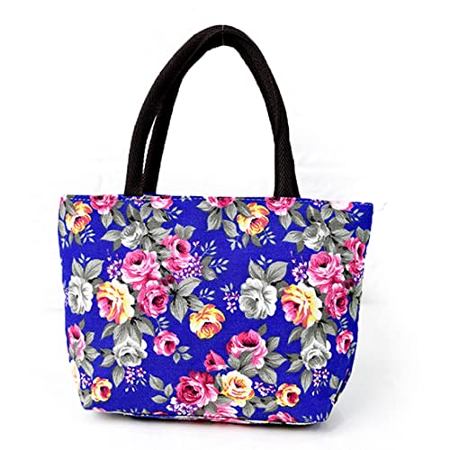 Vintage Floral Print Canvas Tote Bag for Women - Casual Travel Shopper & Shoulder Handbag (Purple) - Perfect for Beach, Shopping, Work & Daily Use