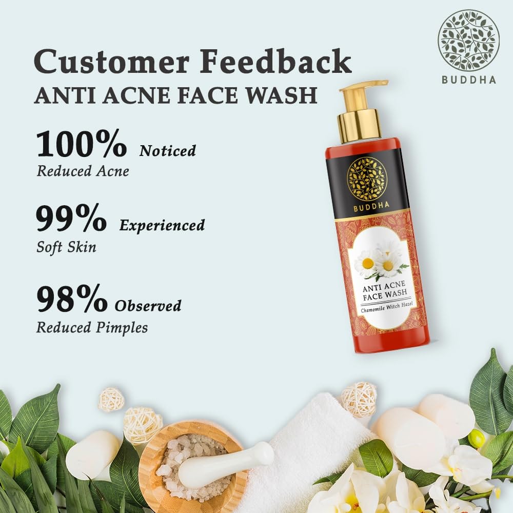 Buddha Natural Anti Acne Face Wash (200ml) - Ayush Certified Acne Treatment for Oily Skin | Deep Cleansing, Hydration & Clear Skin Care | Perfect for Daily Skincare Routine & Teen Acne Prevention