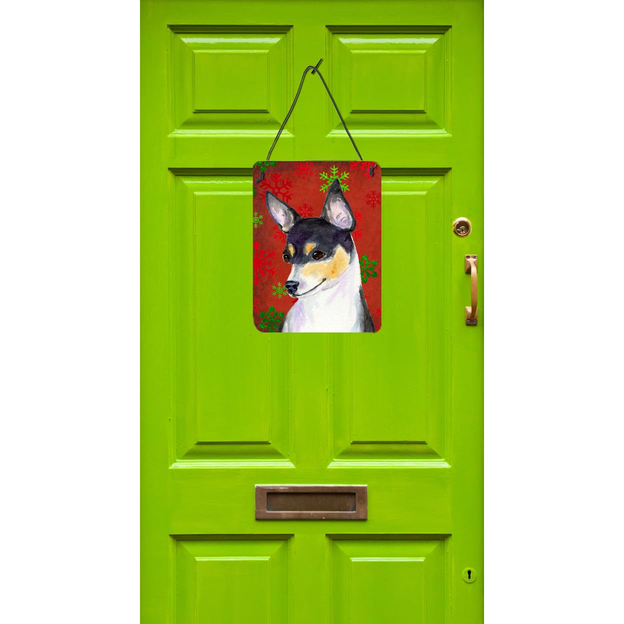 Caroline's Treasures Chihuahua Red and Green Snowflakes Holiday Christmas Metal Wall Decor - 12 Inch Aluminum Sign for Kitchen, Bar, Bathroom, Front Door - Perfect for Festive Home Decor & Seasonal Gift Giving
