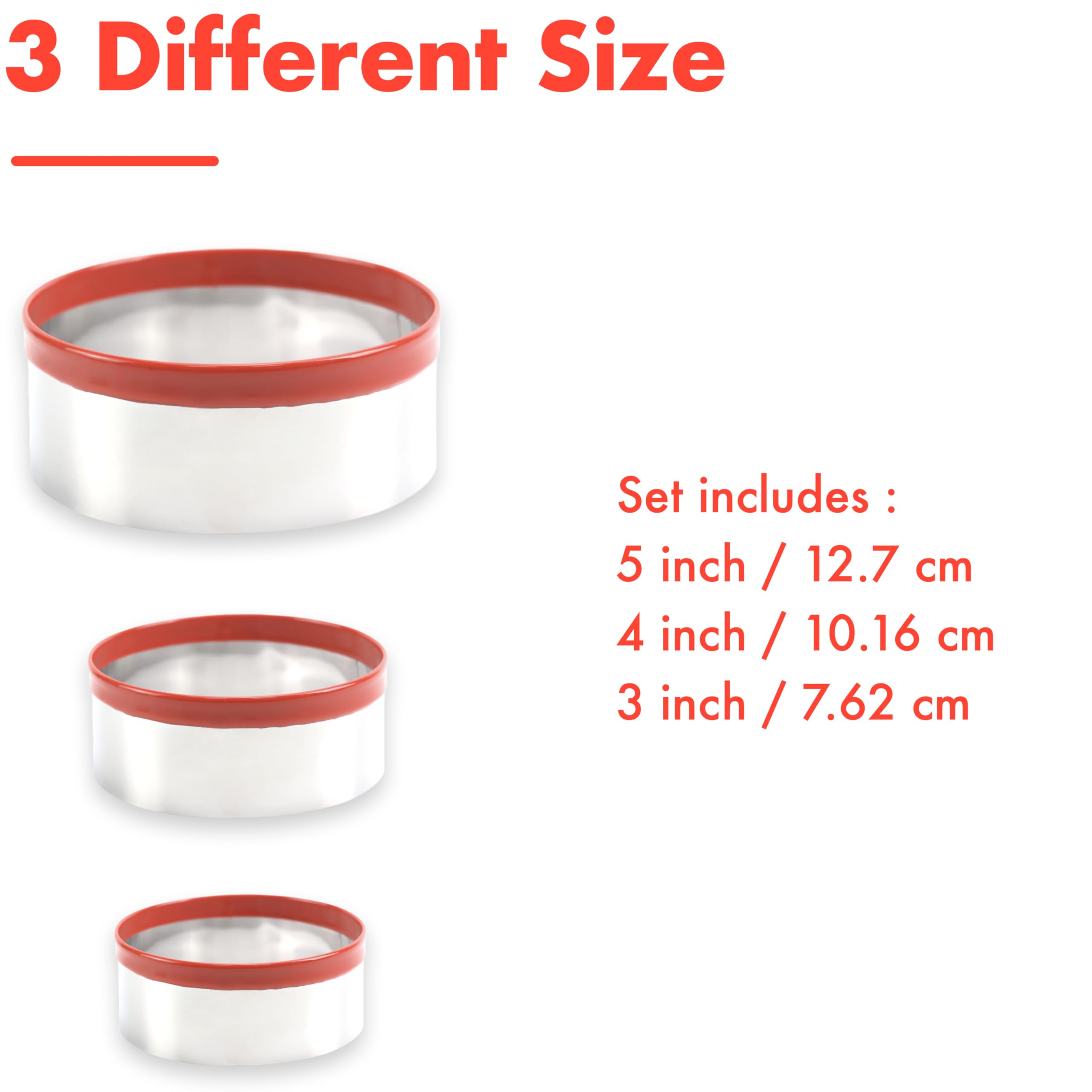 3Pcs Round Cookie Cutters Set (3