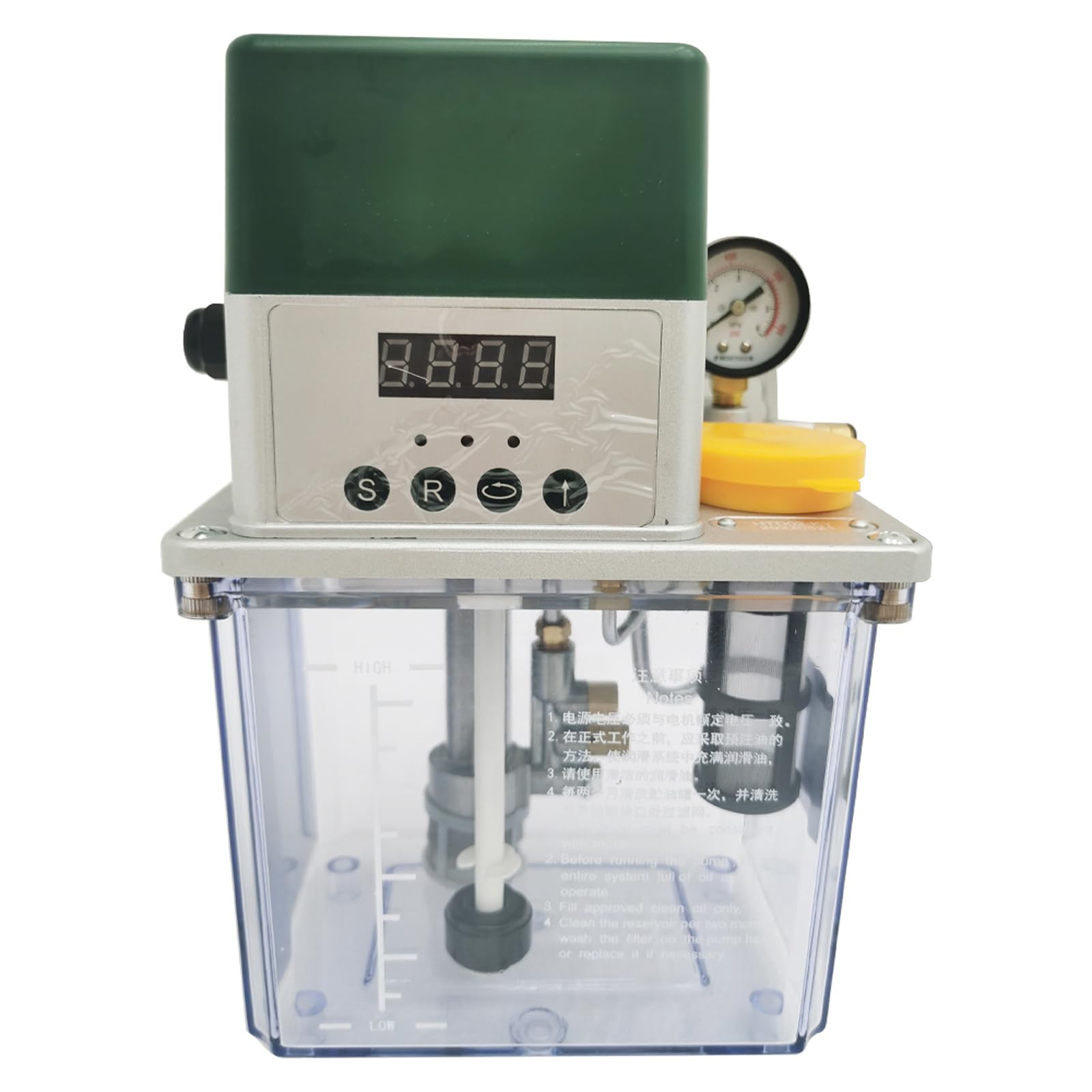TECHTONGDA 220V 2L Automatic Lubrication Oil Pump - Alloy Gear Pump with 5Mpa Pressure Gauge for CNC Machines, Engraving Routers & Industrial Equipment - Perfect for Workshop, Factory & Metalworking Applications