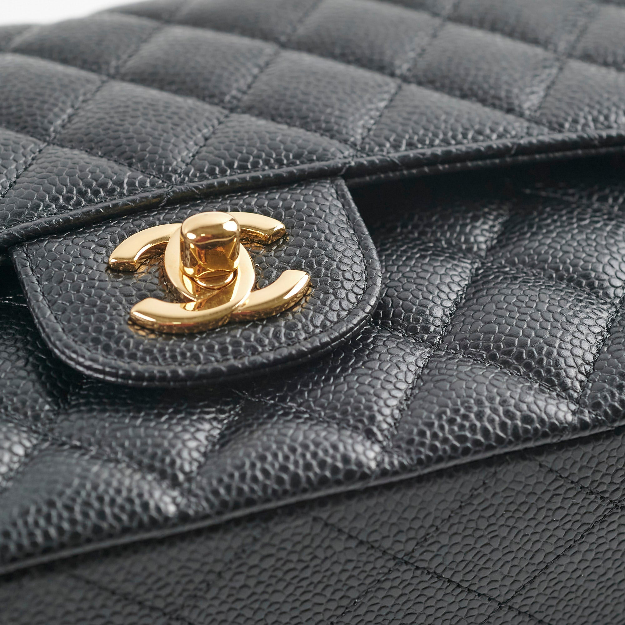 Chanel Medium/Large Double Classic Flap Bag in Black Caviar Leather - 31 Series | Luxury Handbag for Women, Perfect for Work, Evening Events & Everyday Use