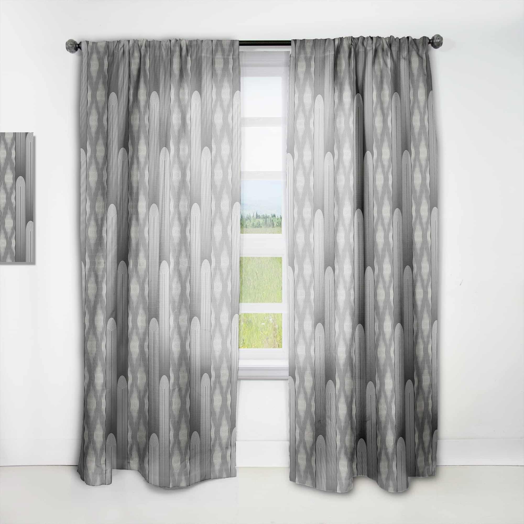 Minimalist Black and White Curtains - Thermal Insulated Single Panel (52x95 inches) for Bedroom & Living Room | Modern Window Drapes for Home Decor, Light Filtering & Privacy