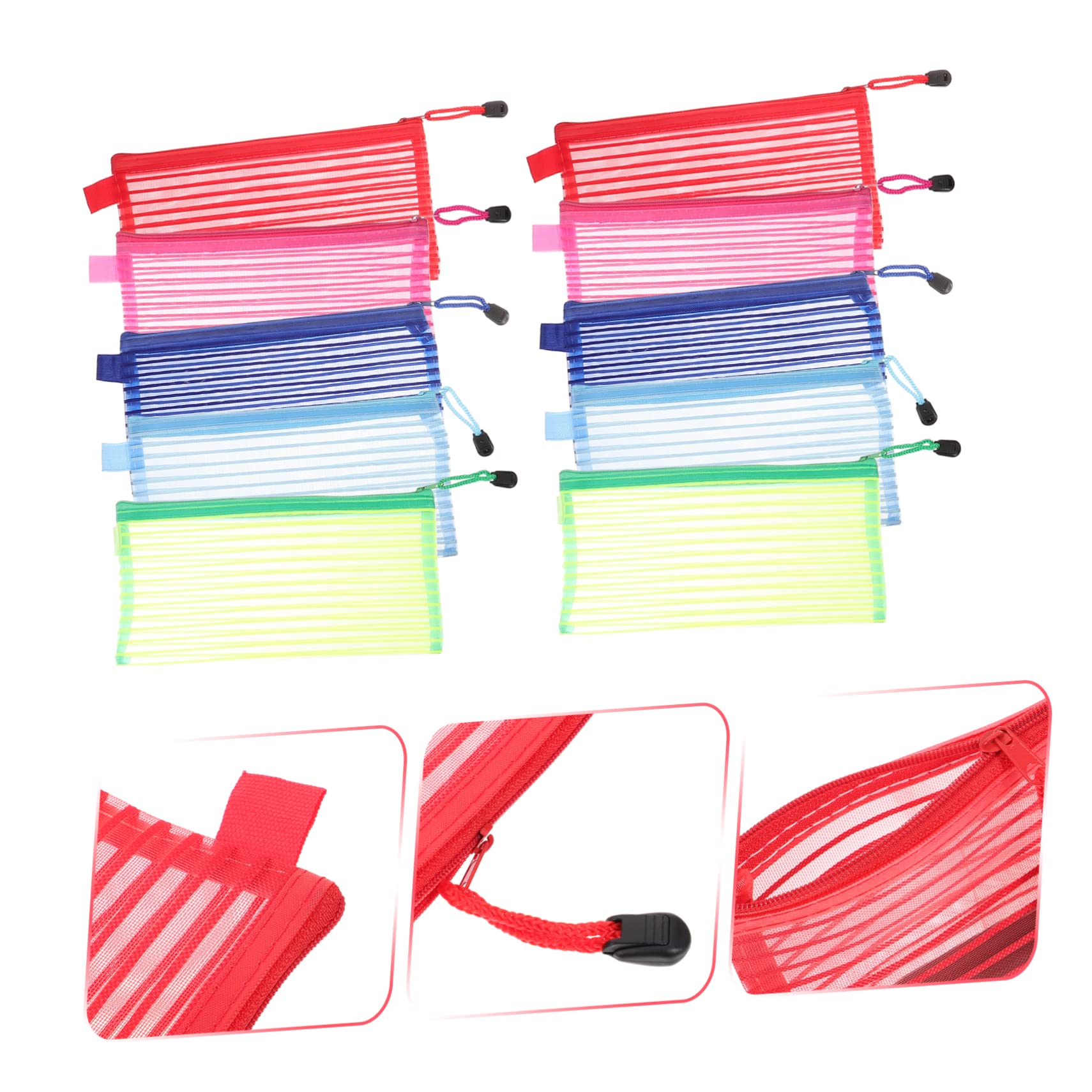 NUOBESTY 50 Pcs Mesh Document Pouch Organizer - Waterproof Bill Bags, High Capacity Pen Storage Envelopes for School, Office & Travel Supplies | Perfect for Students, Teachers & Professionals