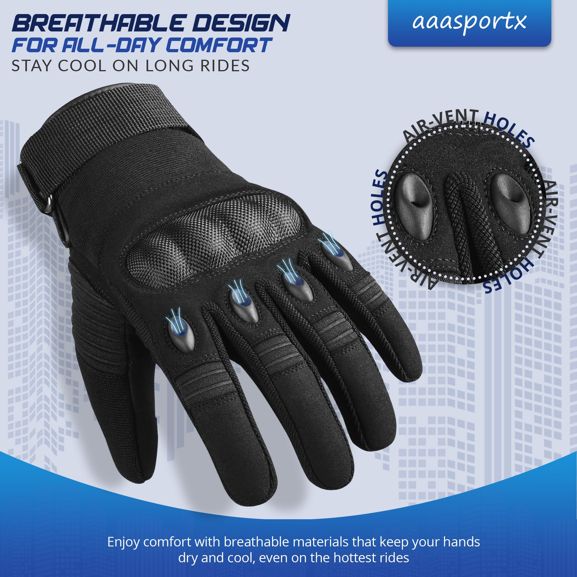 Hard Knuckle Motorcycle Gloves for Men & Women - Touchscreen & Durable for Riding