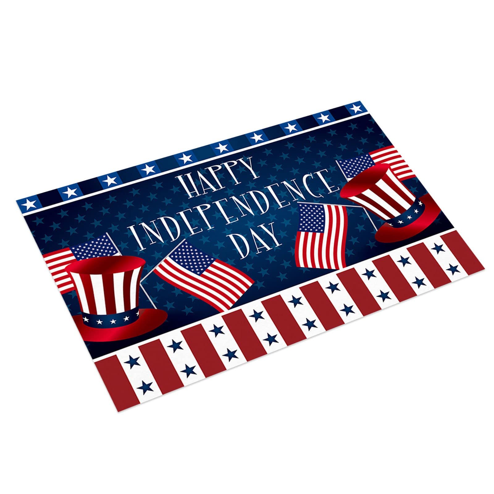 American Flag Non-Slip Floor Mat - Patriotic Independence Day Decor for Door, Living Room & Bathroom - Soft Fleece Blanket Bulk (Size B, One Size) - Perfect for 4th of July Celebrations, Home Decor & Gifts