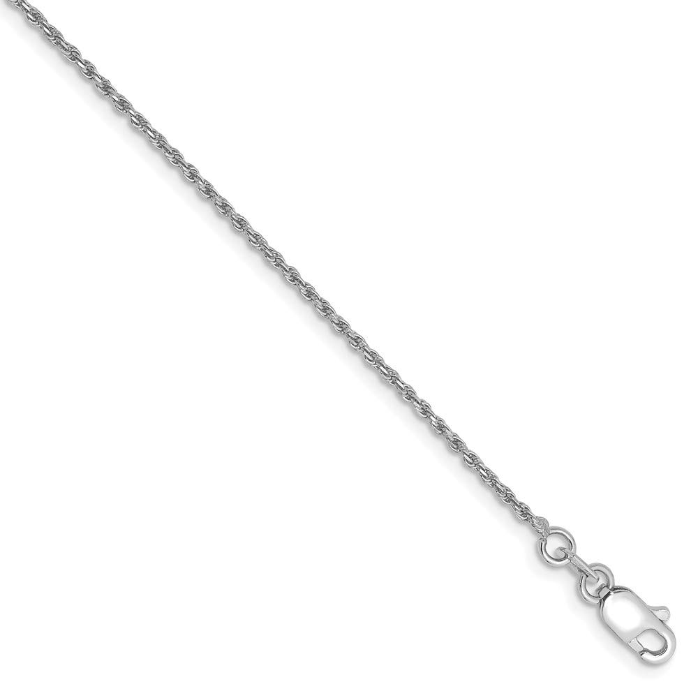 Jewels By Lux 14k White Gold 1.15mm Machine-Made Rope Chain Anklet Bracelet for Women - Perfect for Weddings, Parties & Everyday Wear