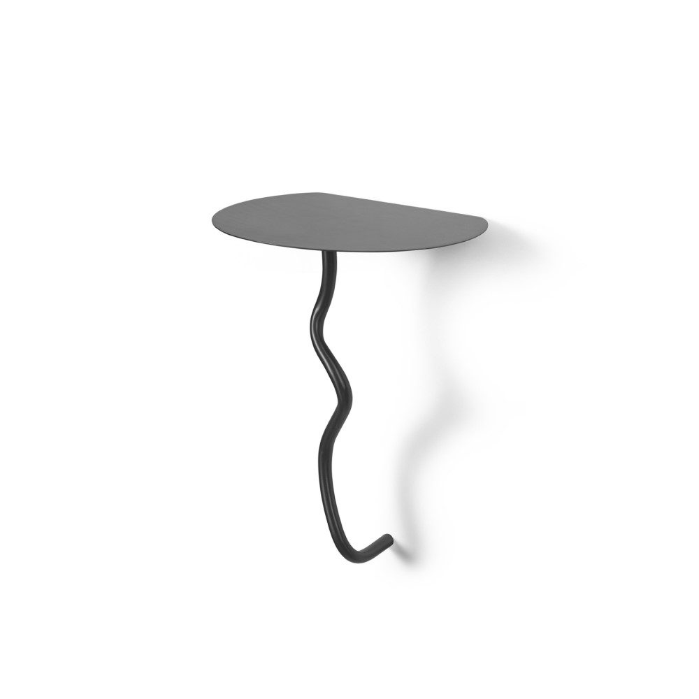 FERM LIVING Curvature Wall Table - Black Brass Finish, Modern Floating Shelf for Living Room, Bedroom, or Office Decor