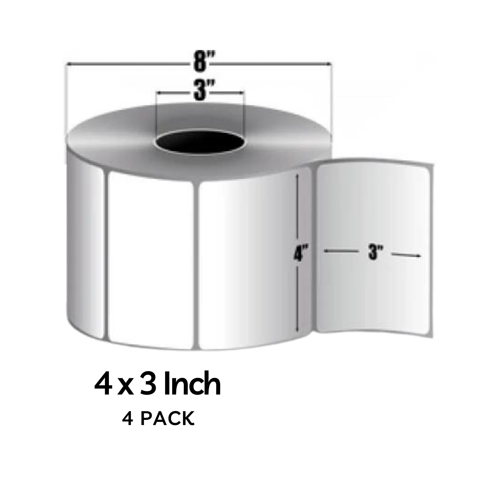 Zebra Z Perform 1000D 4x3 Inch Thermal Labels - 2000 Labels/Roll (4 Pack) for Shipping, Inventory & Retail Barcode Printing