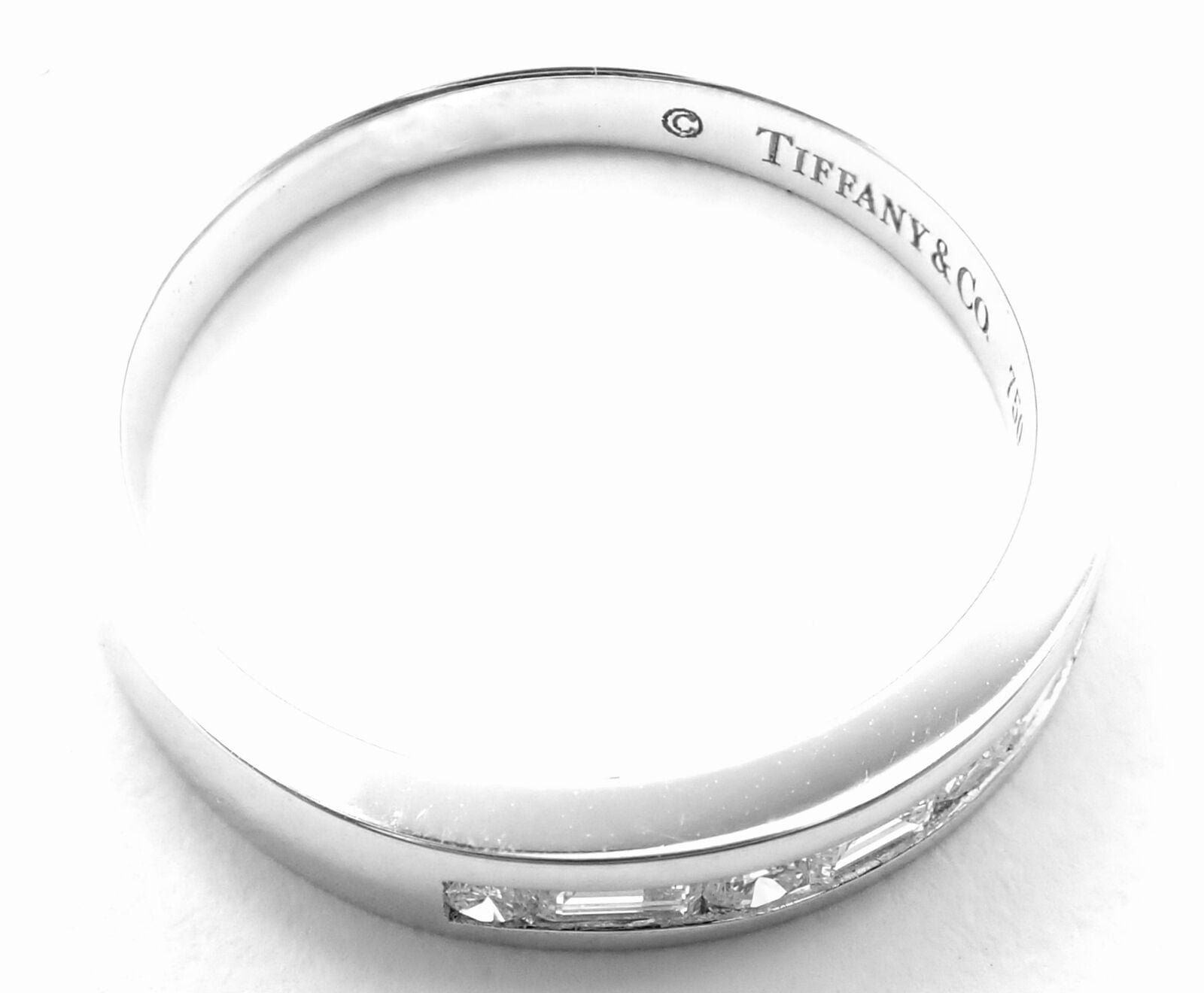 Authentic Tiffany & Co 18k White Gold Diamond Channel Set Band Ring for Women - Luxury Wedding, Engagement & Anniversary Jewelry Gift