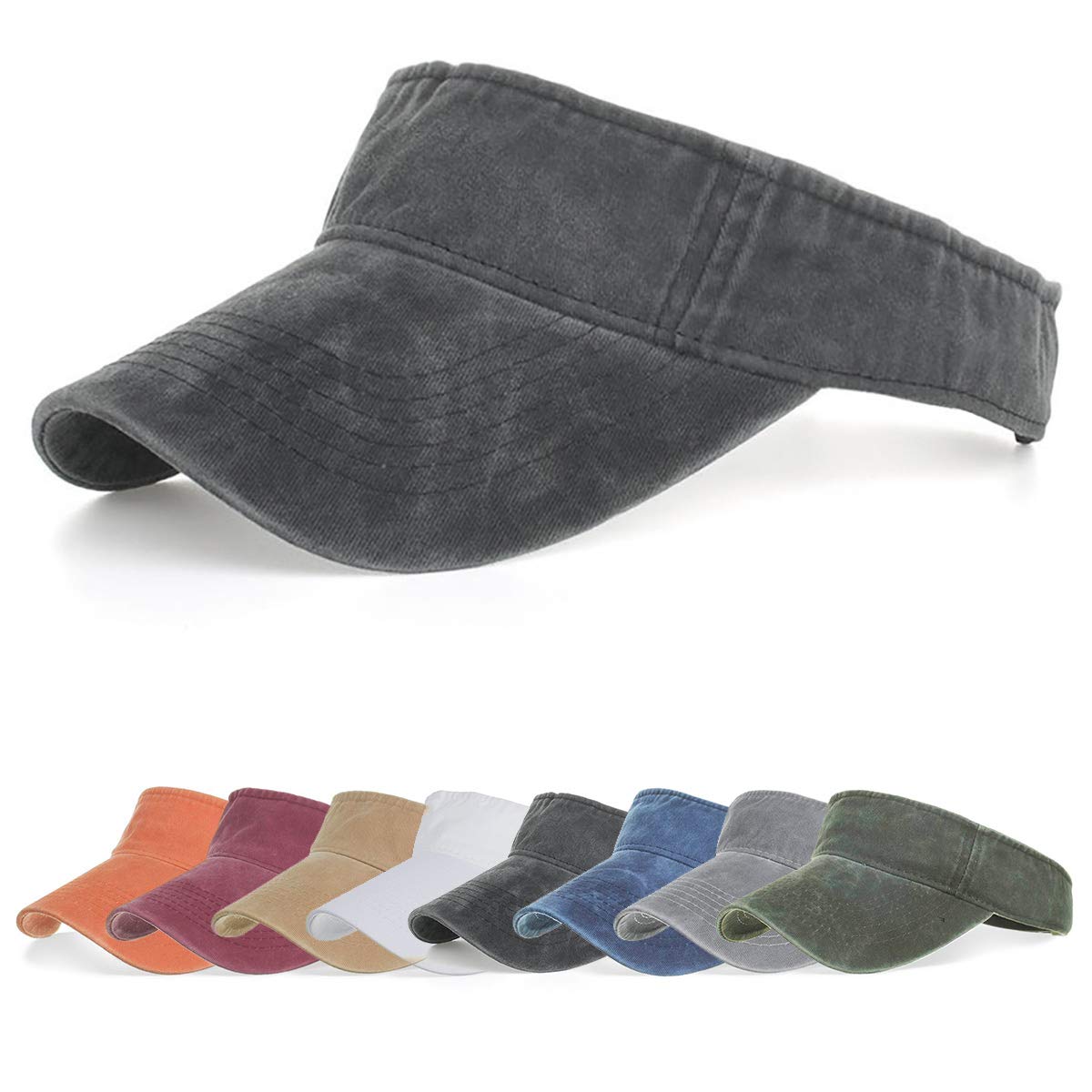 Vintage Pigment-Dyed Sun Visor Hat for Golf, Baseball, Tennis - UV Protection Outdoor Sports Cap for Women & Men - Perfect for Summer Activities, Beach, Running and Hiking