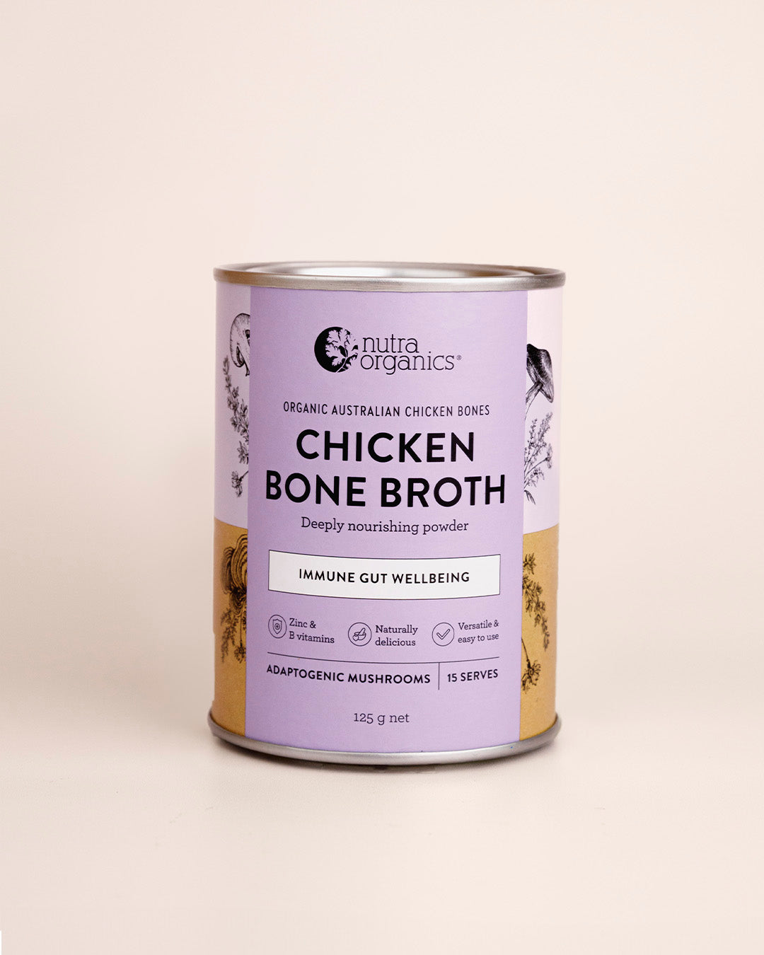 Organic Chicken Bone Broth Powder with Adaptogenic Mushrooms - Collagen Protein Rich Superfood for Immunity, Gut Health & Recovery - Perfect for Keto, Paleo & Wellness Lifestyles