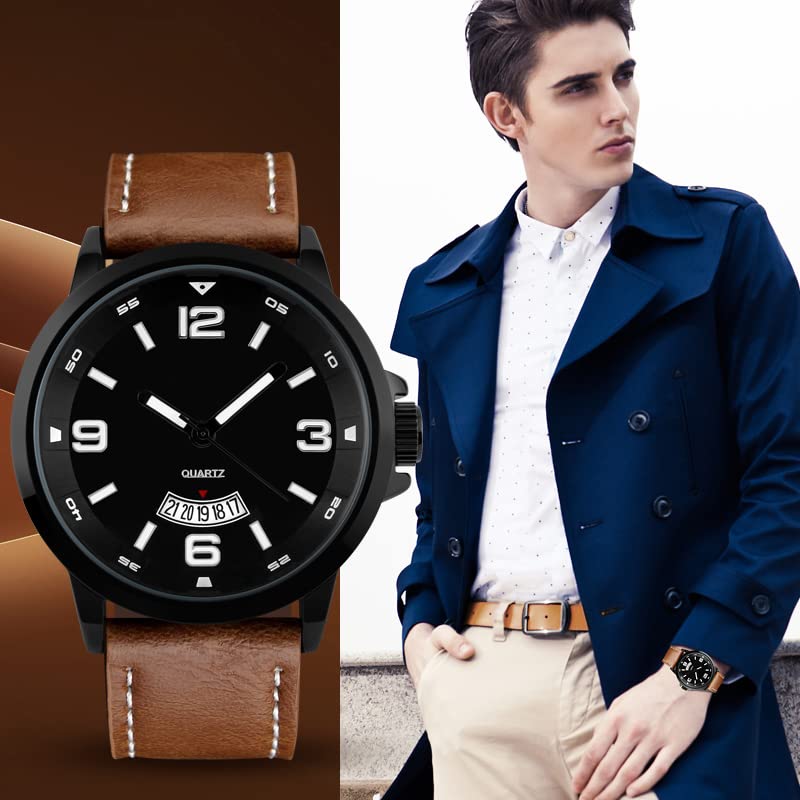Men's Military Sports Watch - Waterproof Quartz with Leather Strap for Outdoor & Army Use