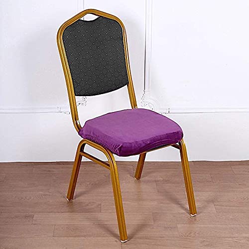 Purple Velvet Stretchable Chair Seat Cushion Cover - Round Balsa Wood Design for Dining Chairs, Office Chairs & Home Decor - Soft & Comfortable Seat Protector