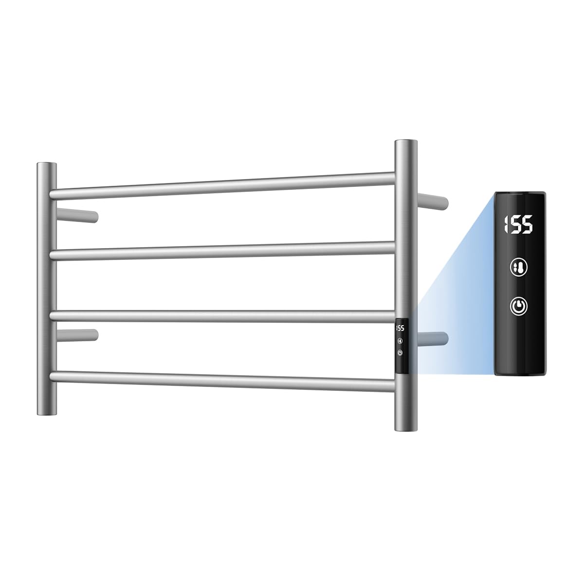 Fast Heating Smart Towel Warmer with Touch Screen Timer - Plug-in Wall Mounted Bathroom Towel Heater Rack in Brushed Nickel - Perfect for Spa, Luxury Hotels & Cozy Home Bathrooms