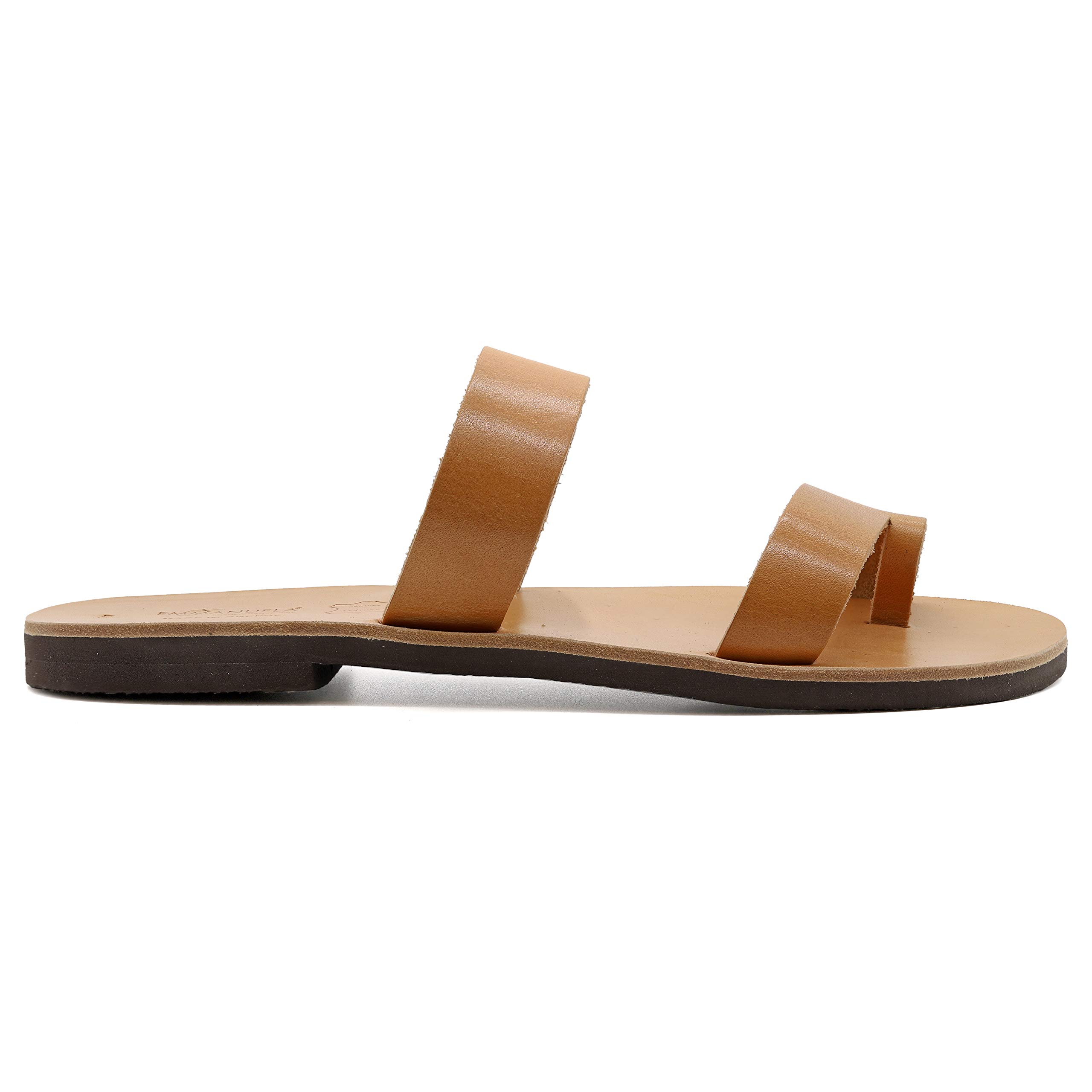 Emmanuela Greek Handmade Leather Sandals for Men | Premium Quality Slide-On Summer Sandals with Ring Toe Design | Comfortable Slider Sandals for Beach, Vacation & Casual Wear