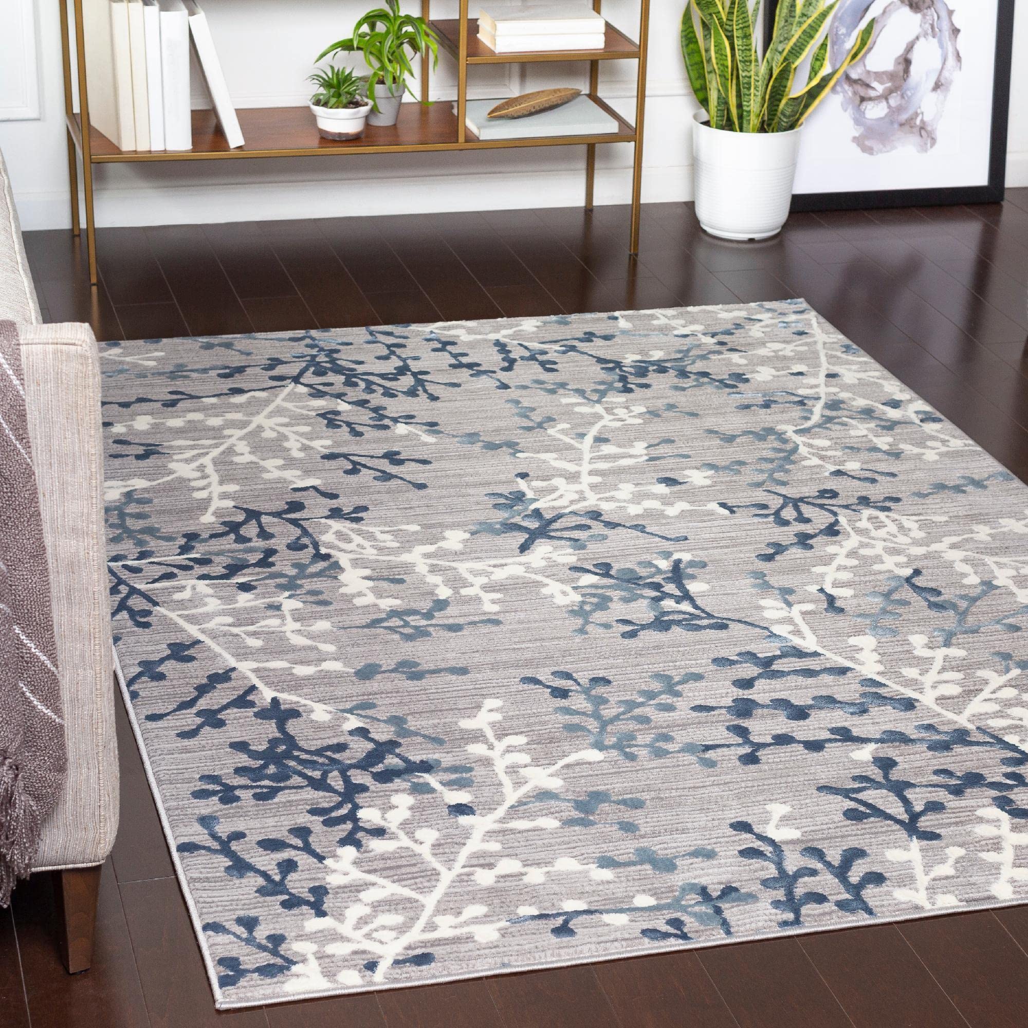 Mark&Day 5x7 Snikzwaag Transitional Navy Blue Gray White Area Rug - Soft Carpet for Living Room, Bedroom, Kitchen & Office (5'3