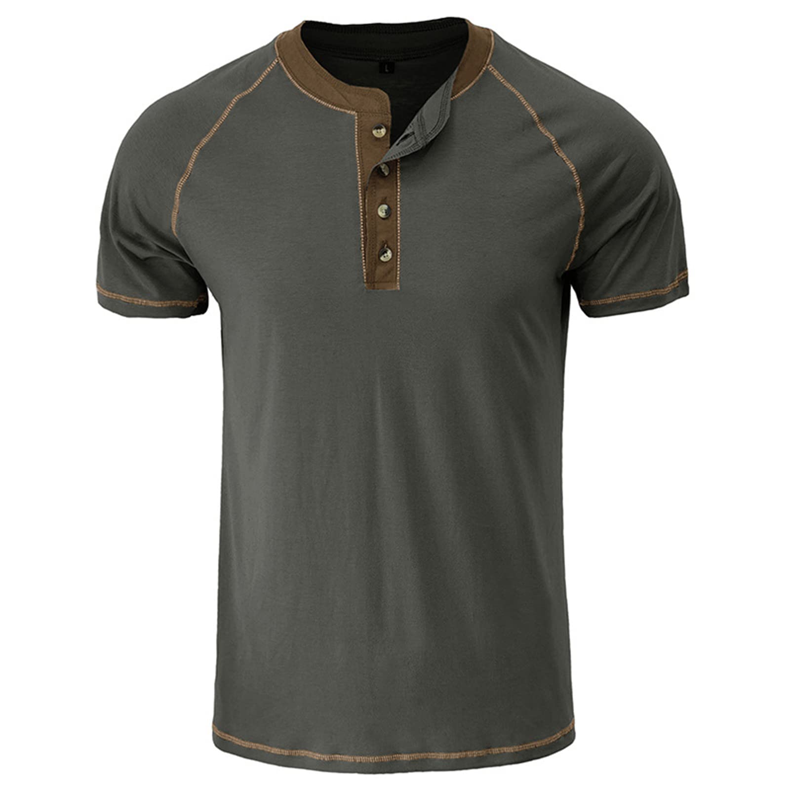 **PICKLION Men's Henley Shirts Short Sleeve Button Crew Neck Regular Fit T-Shirt - Casual Wear for Summer, Outdoor & Daily Comfort**