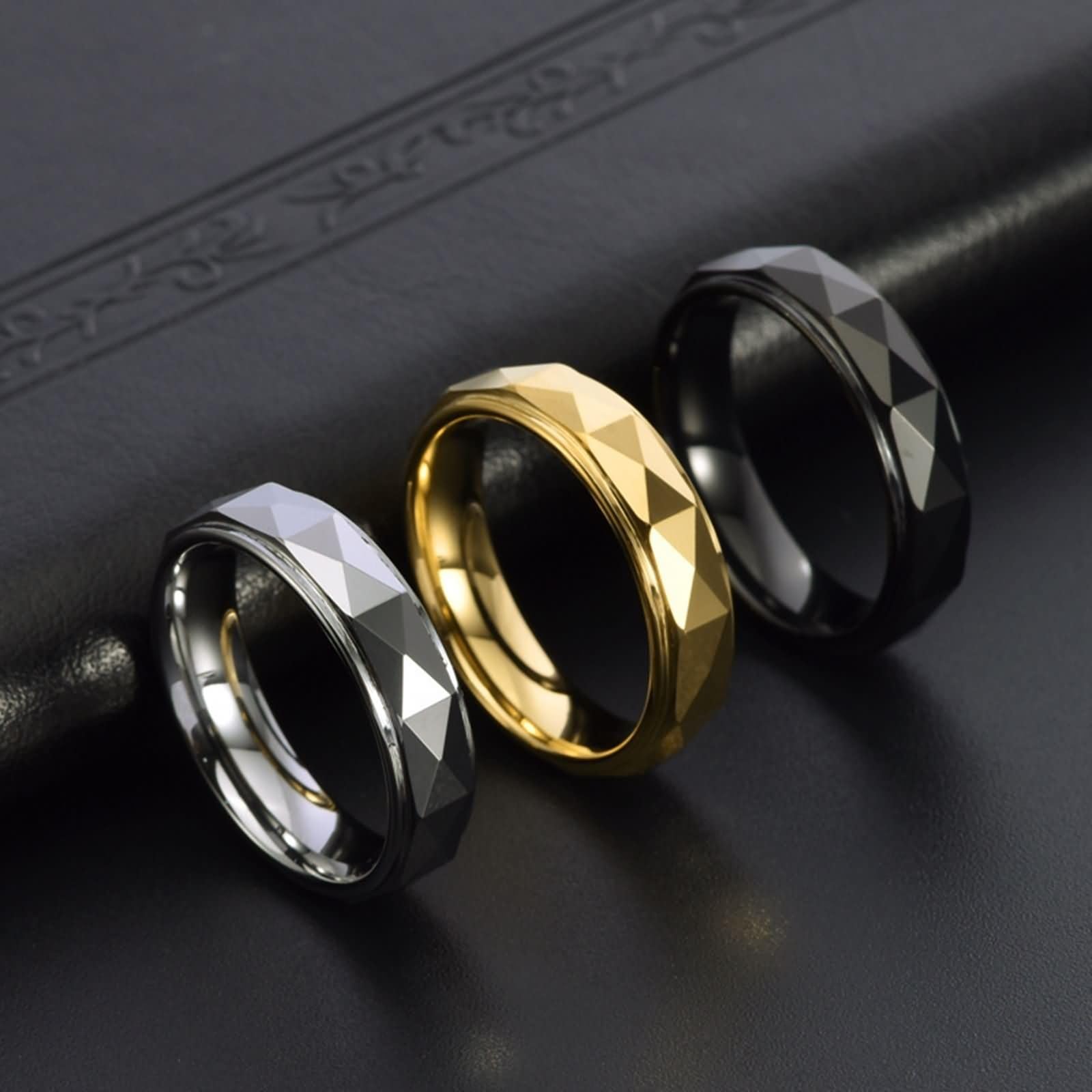 ANAZOZ Customizable Men's Tungsten Carbide Promise Ring - 6MM Round Black Band for Engagement, Wedding & Anniversary Gifts