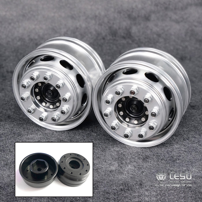 LESU 1/14 Scale RC Wheel Hub Bearing Kit with Hex Brake & Rubber Tires - Replacement Parts for Radio Control Tractor, Truck & Trailer Models - Perfect for DIY Hobbyists & RC Car Enthusiasts - Great for Off-Road Racing, Crawling & Scale Model Building