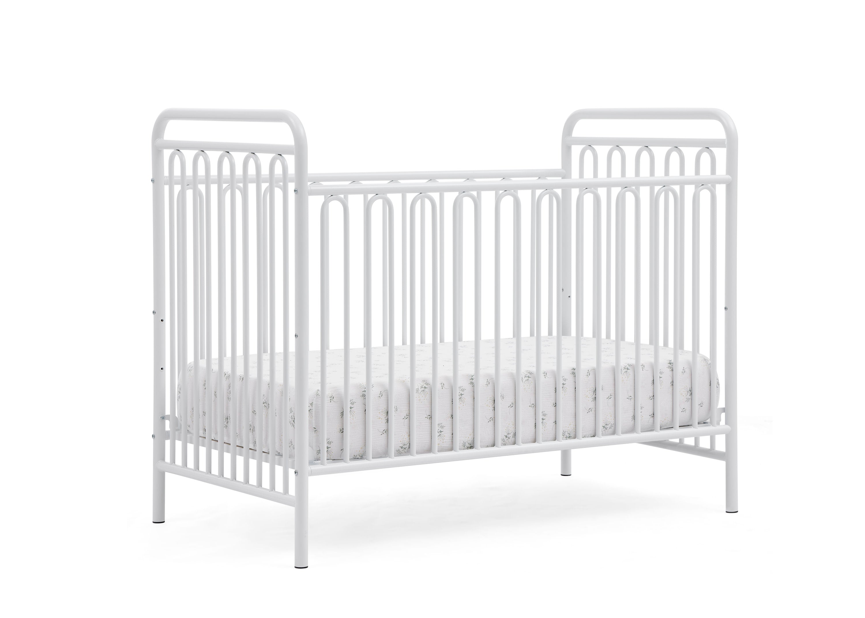 Darcy 4-in-1 Convertible Metal Baby Crib - Toddler Bed, Daybed & Full-Size Bed Conversion - Modern Nursery Furniture for Newborns to Teens (White) | Perfect for Small Spaces & Growing Families