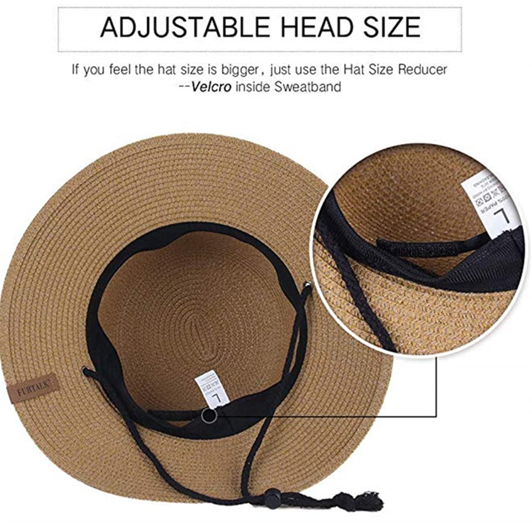 Women's Wide Brim Straw Summer Hat with Wind Lanyard - Foldable Beach Hat for Women - Perfect for Vacation, Poolside, and Outdoor Activities