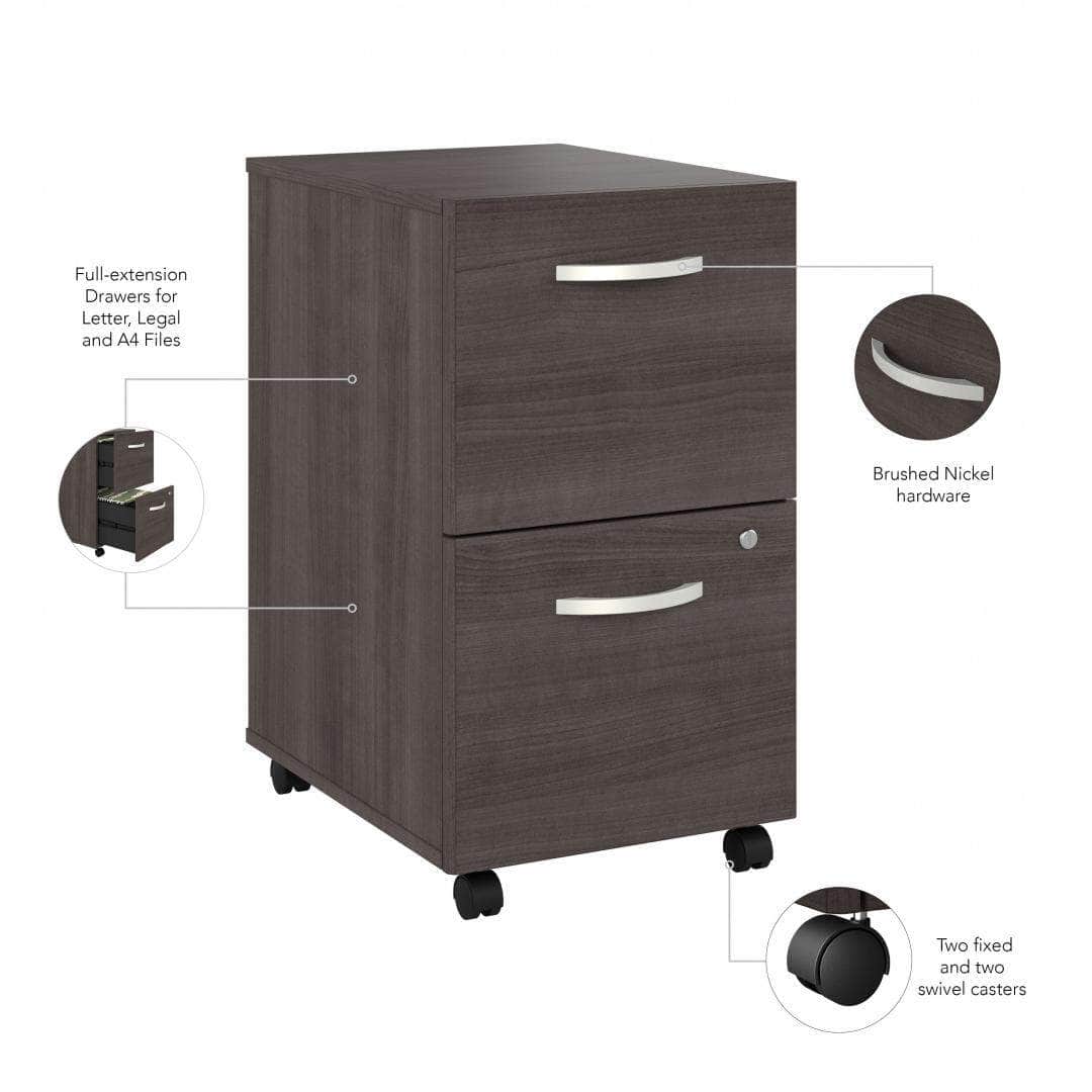 Zaniah 2 Drawer Mobile File Cabinet - Compact Rolling Storage Organizer for Office & Home, Available in Black/White/Gray - Perfect for Documents, Supplies & Small Space Organization