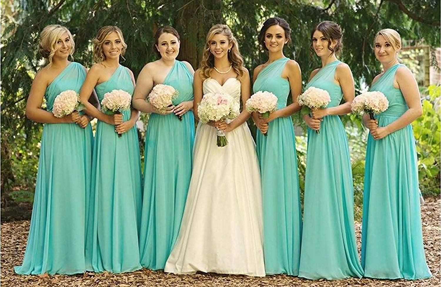 Elegant One Shoulder Long Chiffon Wedding Dress for Women - Bridesmaid, Prom & Formal Party Gown | Perfect for Weddings, Galas & Special Occasions