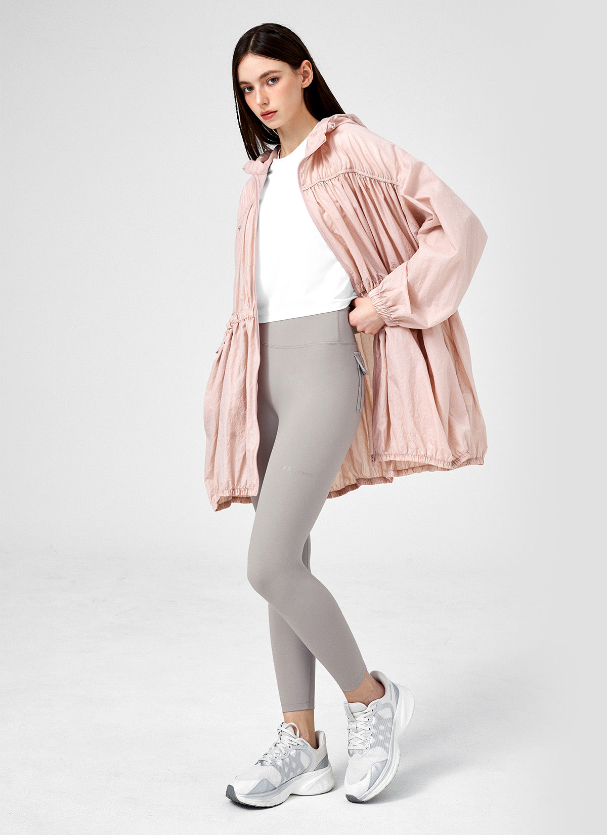 Stylish Airy Balloon Shirring Hood Long Jacket - Trendy Oversized Outerwear for Women | Perfect for Casual Outings, Layering & Streetwear Fashion