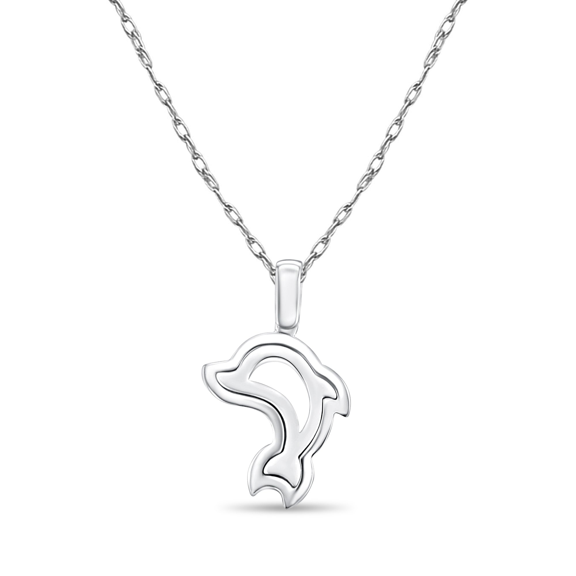 Dolphin Cutout Pendant Necklace - Elegant Polished Silver Jewelry for Women - Perfect for Beach Vacations & Ocean-Themed Gifts