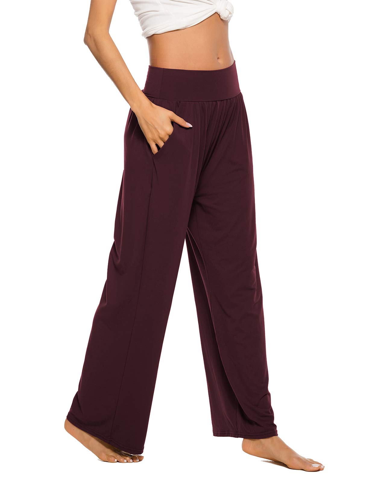 ZJCT Women's High Waisted Yoga Sweatpants - Soft Loose Fit Casual Wide Leg Lounge Joggers with Pockets for Yoga, Workout, Running & Home Relaxation