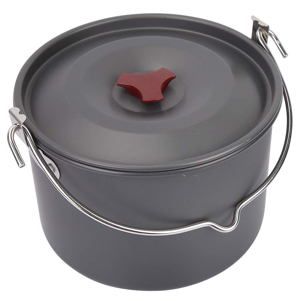 **VGEBY1 Hanging Camping Pot - Portable Lightweight Single Pot for Outdoor Cooking, Hiking & Backpacking - Durable Brass & Wood Design - Perfect for Campfire Meals & Wilderness Adventures**
