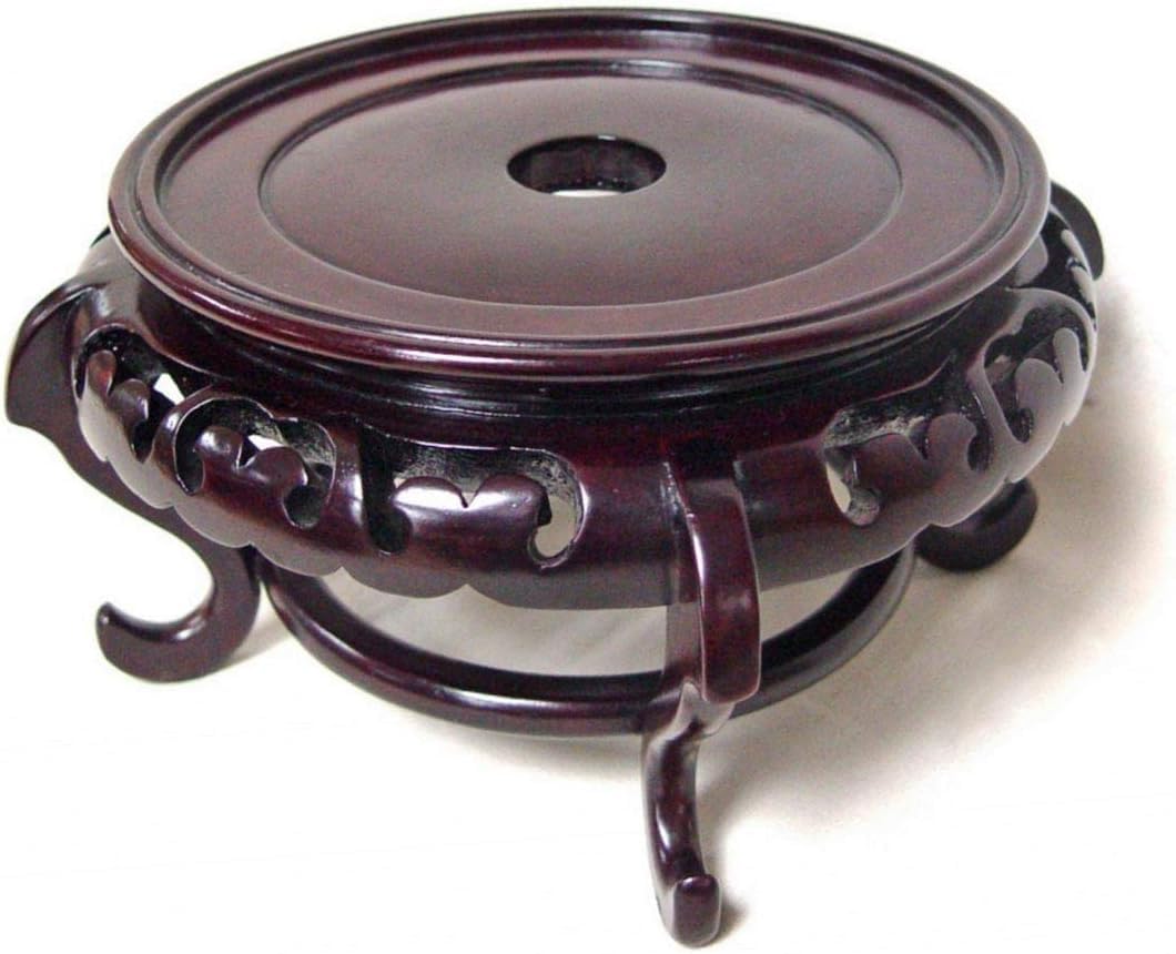 Antique Chinese Porcelain Bowl Stand - Mahogany Finish Oriental Furniture for Home Decor | Perfect for Displaying Bowls, Vases & Collectibles in Living Room, Dining Room or Office