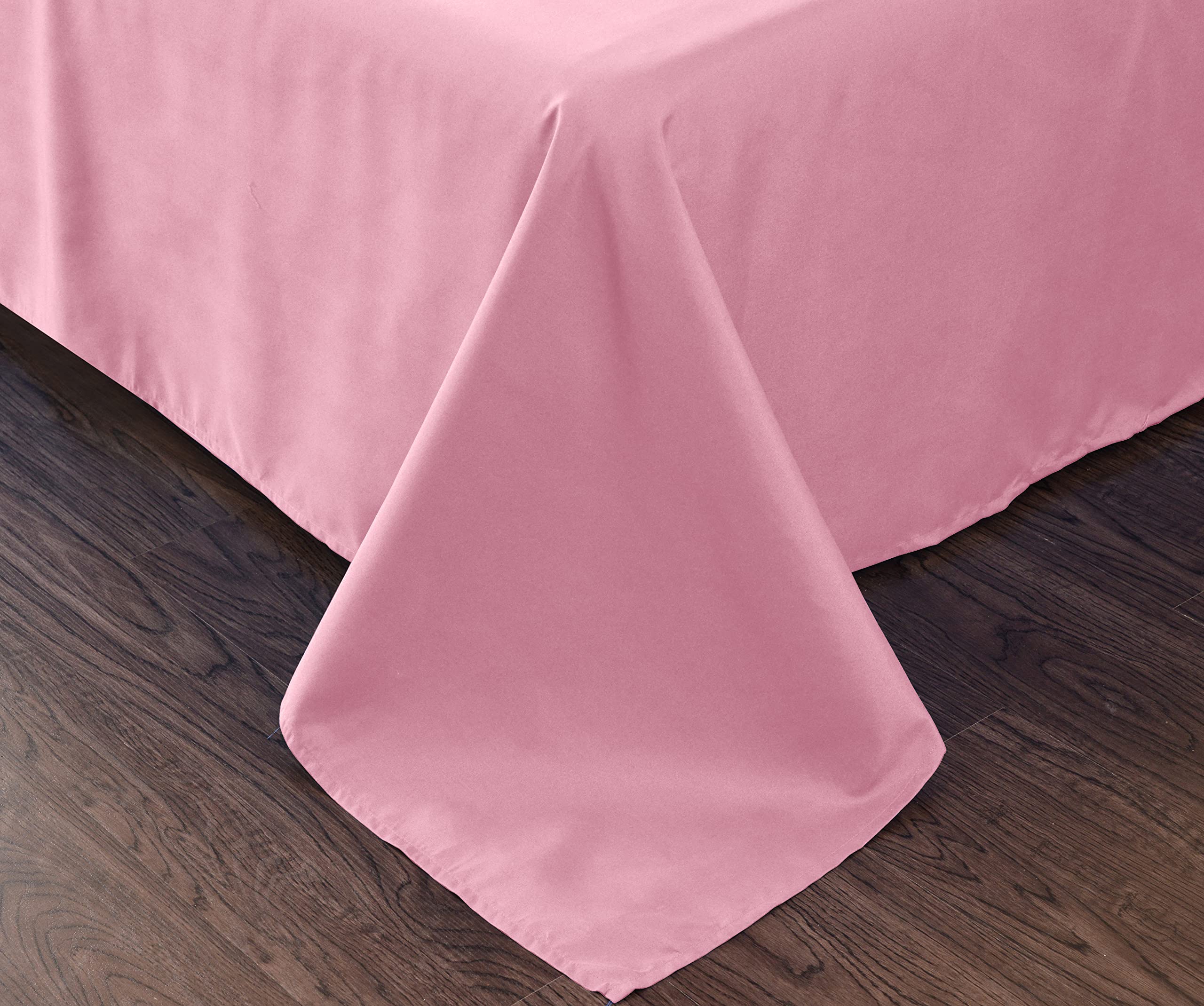 Premium Queen Size Bed Flat Sheet - Ultra Soft & Breathable Cotton Top Sheet - Easy Care & Machine Washable - Rose Pink - Perfect for Hotels, Guest Rooms & Cozy Bedroom Decor