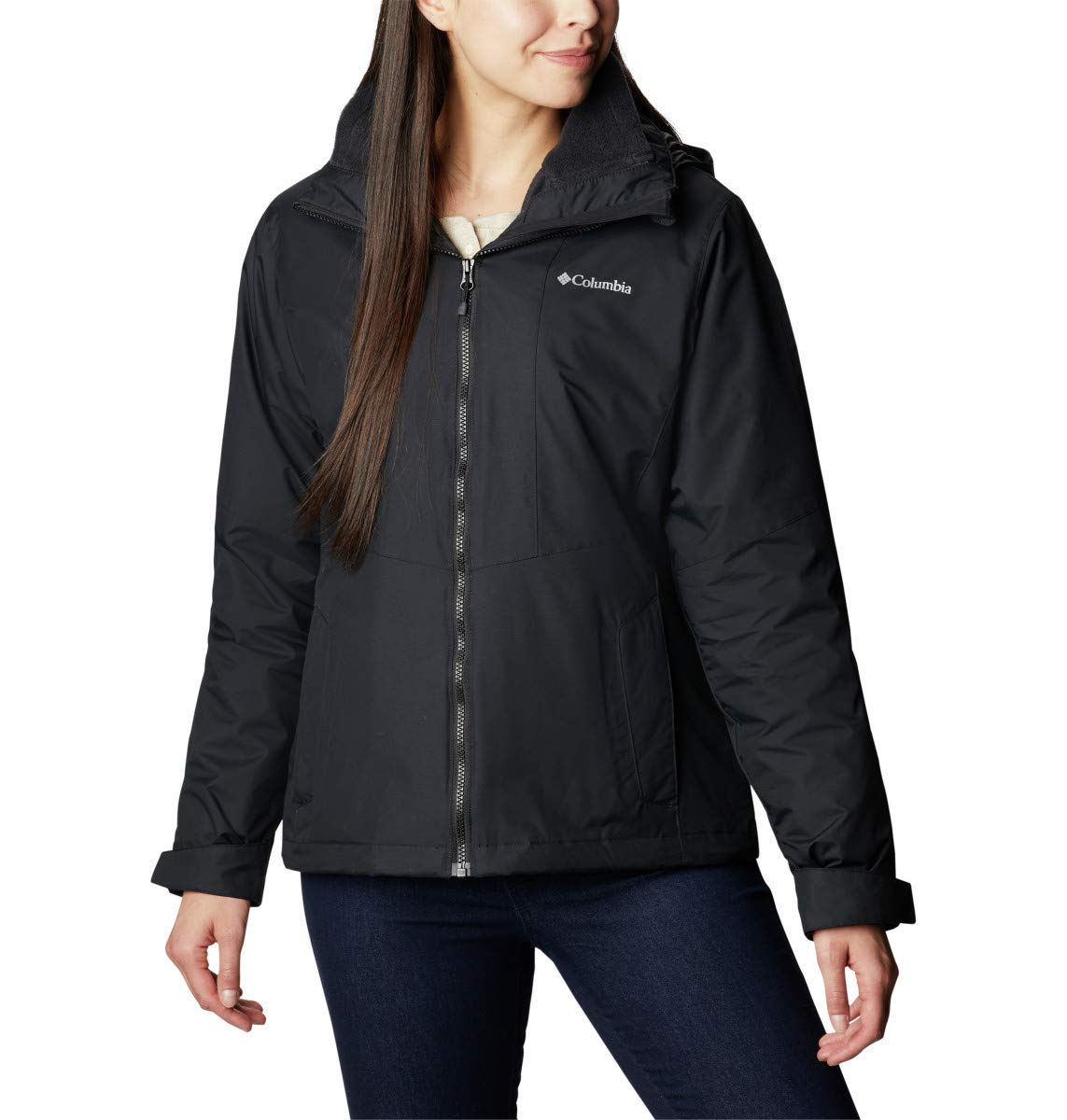 Columbia Women's Ruby River Interchange Jacket - Waterproof, Lightweight & Breathable Winter Jacket for Hiking, Travel & Outdoor Activities (Black, 2X Plus)