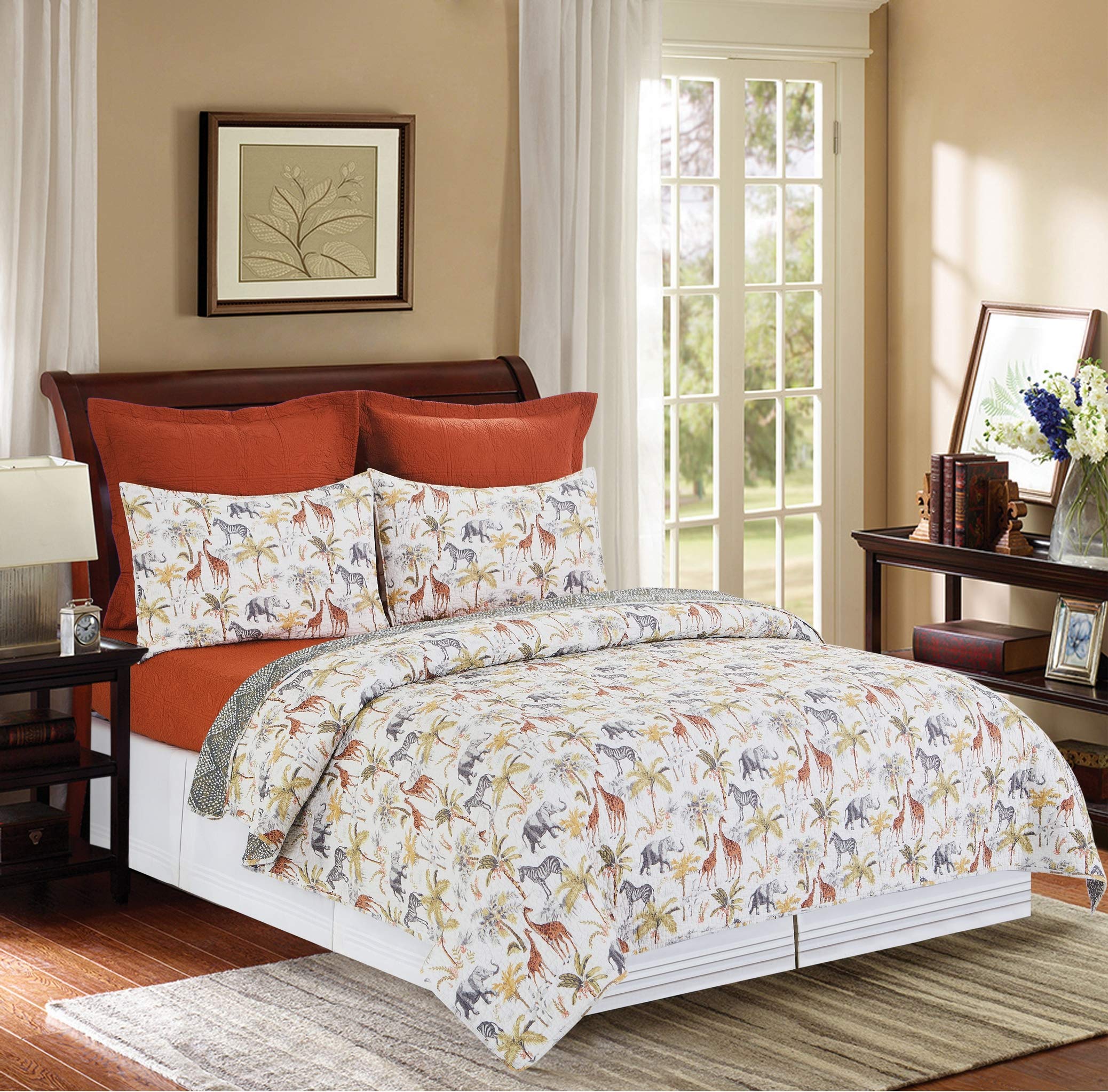 C&F Home Nico Safari Animal Print Reversible Spotted Cotton Quilt Set - Full/Queen Size 3-Piece Bedding Set in Yellow | Machine Washable for Easy Care | Perfect for Jungle-Themed Bedrooms, Kids Rooms & Safari Decor