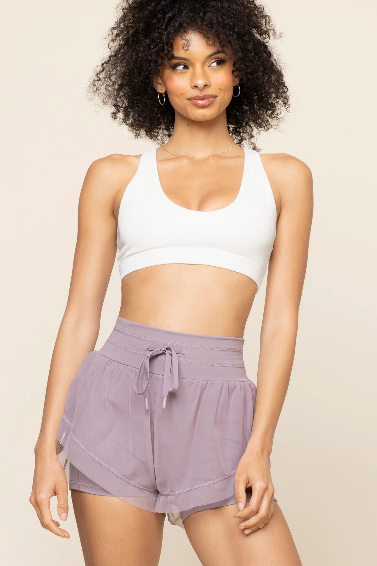 Cadence Shorts for Women - Dusty Lilac High Waist Running Shorts | Comfortable Workout Shorts for Yoga, Gym & Outdoor Activities