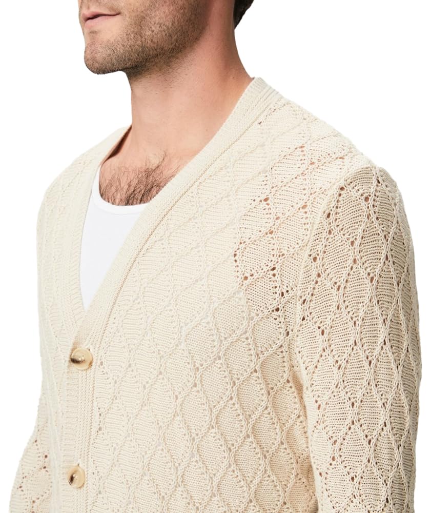 PAIGE Men's Perry Cardigan Sweater - Soft Cotton Knit Cardigan for Men, Casual Button-Up Open Front Lightweight Sweater - Perfect for Office, Date Night & Fall Layering