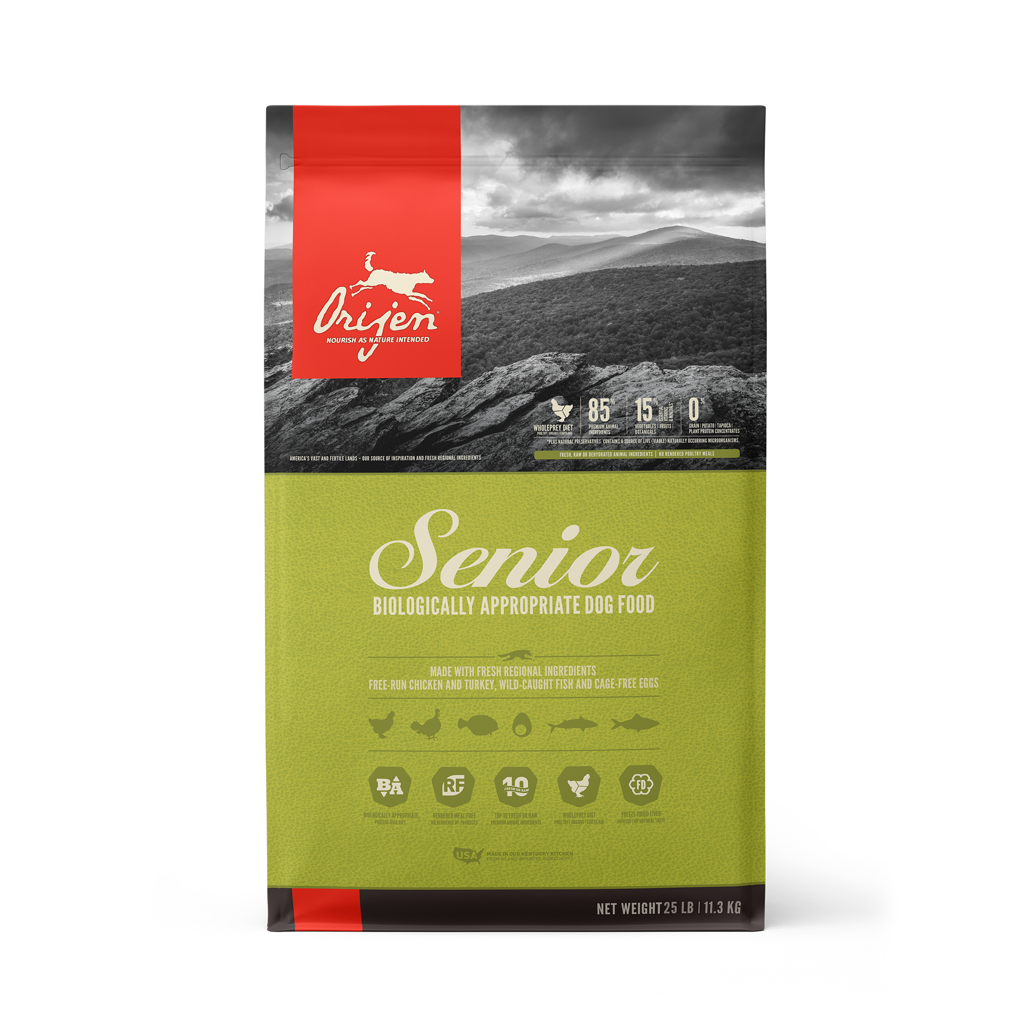 Orijen Grain Free Senior Dry Dog Food - High Protein, Natural Ingredients for Older Dogs - Perfect for Senior Dogs with Sensitive Stomachs & Joint Health Support