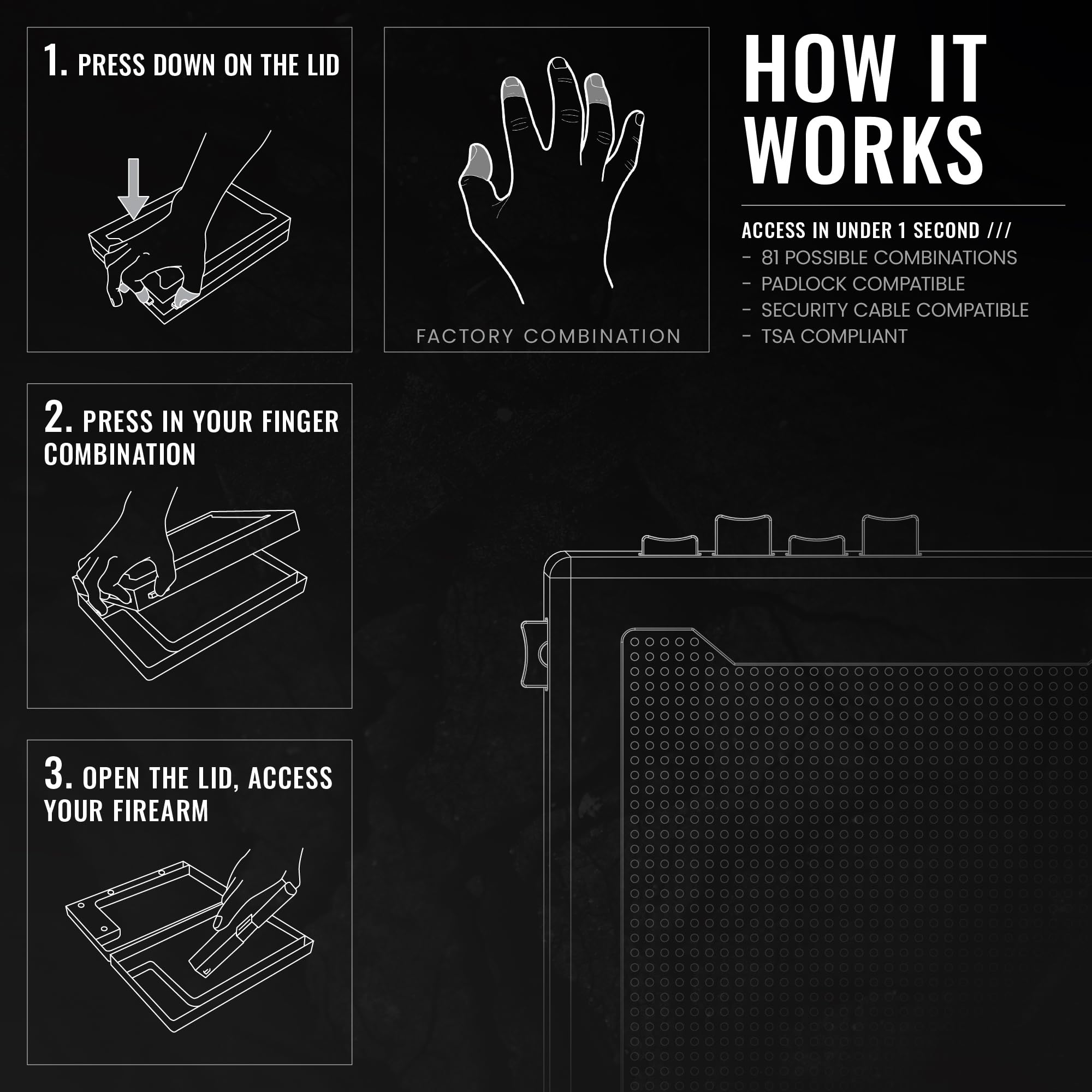 STOPBOX PRO Handgun Safe - Portable Quick Access Pistol Lock Box for Home, Car & Travel | Compact & Full-Size Gun Storage Case (2PK) | Black | Secure Firearm Protection for Emergency & Everyday Use