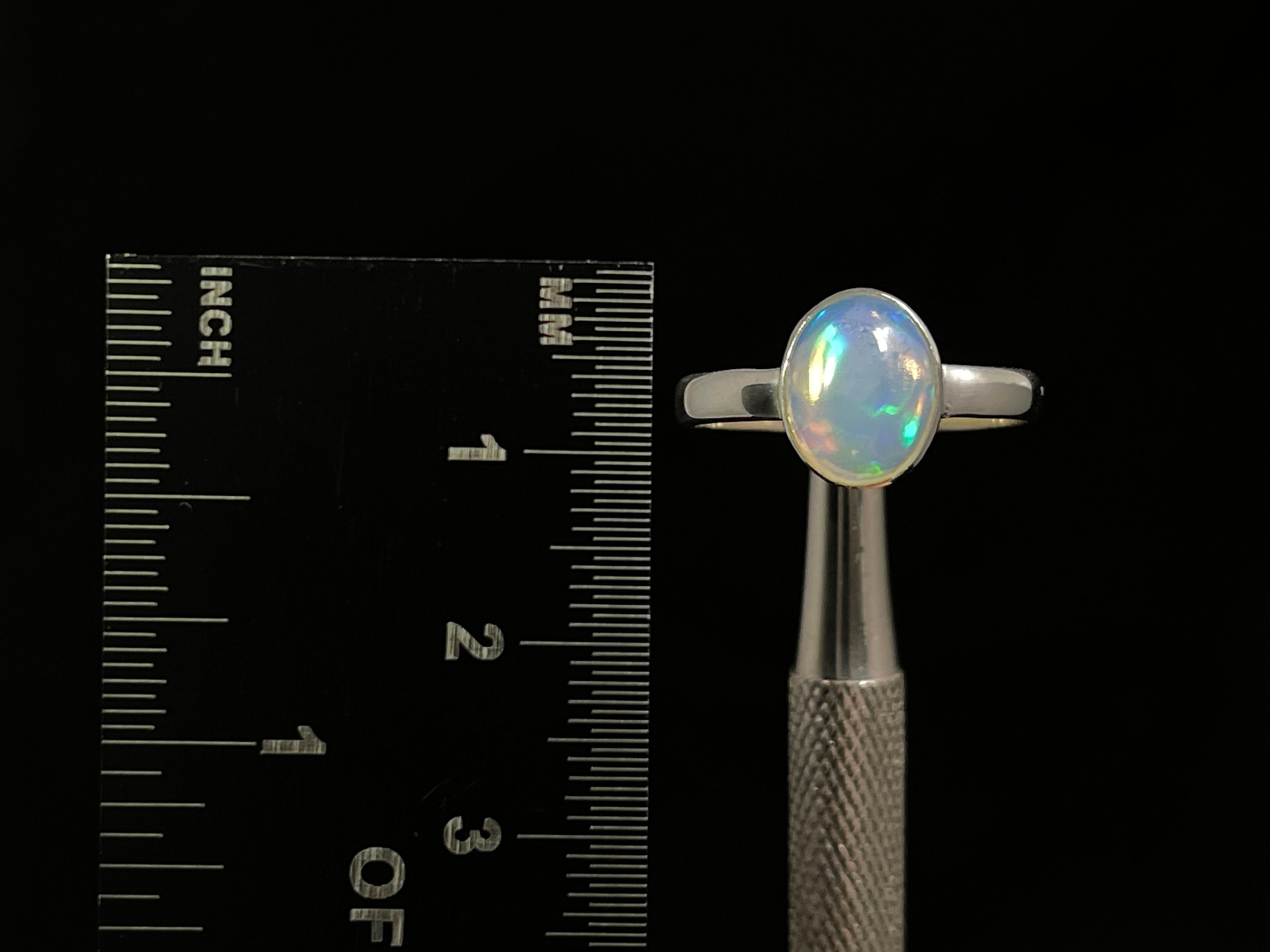 Elegant Sterling Silver Opal Ring - Size 8.5, Dainty Welo Opal Jewelry for Women | Perfect for Weddings, Anniversaries & Everyday Wear