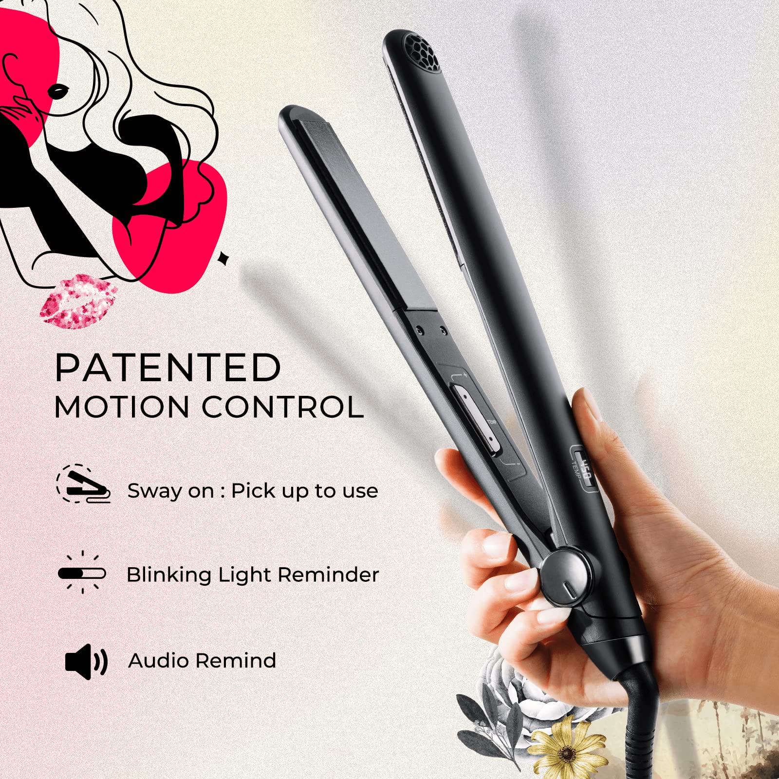TYMO SWAY Professional 1 Inch Hair Straightener & Curling Iron - 10s Fast Heating, 32 Adjustable Temperature Settings, Dual Voltage, Auto Shut Off - Perfect for Travel, Home & Salon Styling