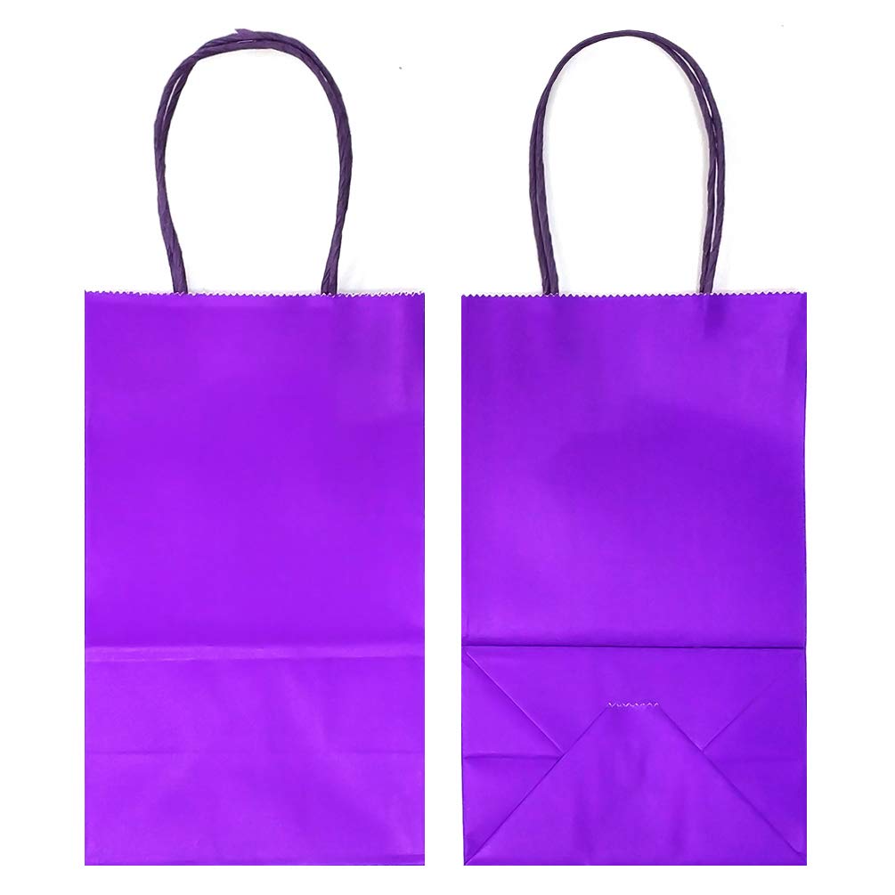 AZOWA Small Kraft Paper Gift Bags with Handles - 5 x 3.1 x 8.2 Inches, Purple (12 Pack) - Perfect for Party Favors, Wedding Gifts, Birthday Presents & Retail Packaging