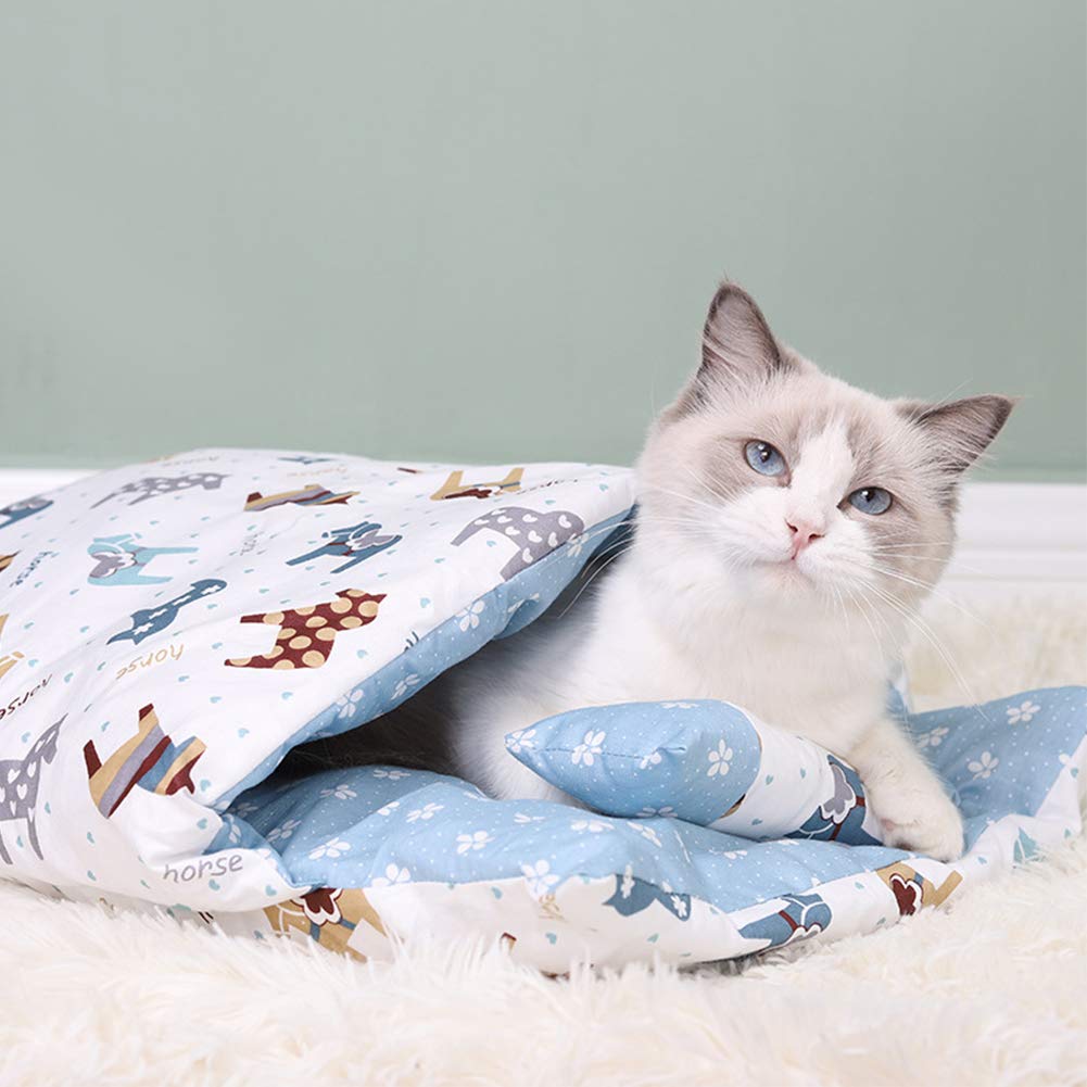 Petlex Cat Sleeping Bag - Warm Winter Cat House Bed with Removable Pillow & Washable Cover, Zippered Cat Bed Cave for Indoor & Outdoor Use - Perfect Cozy Shelter for Cold Weather & Travel